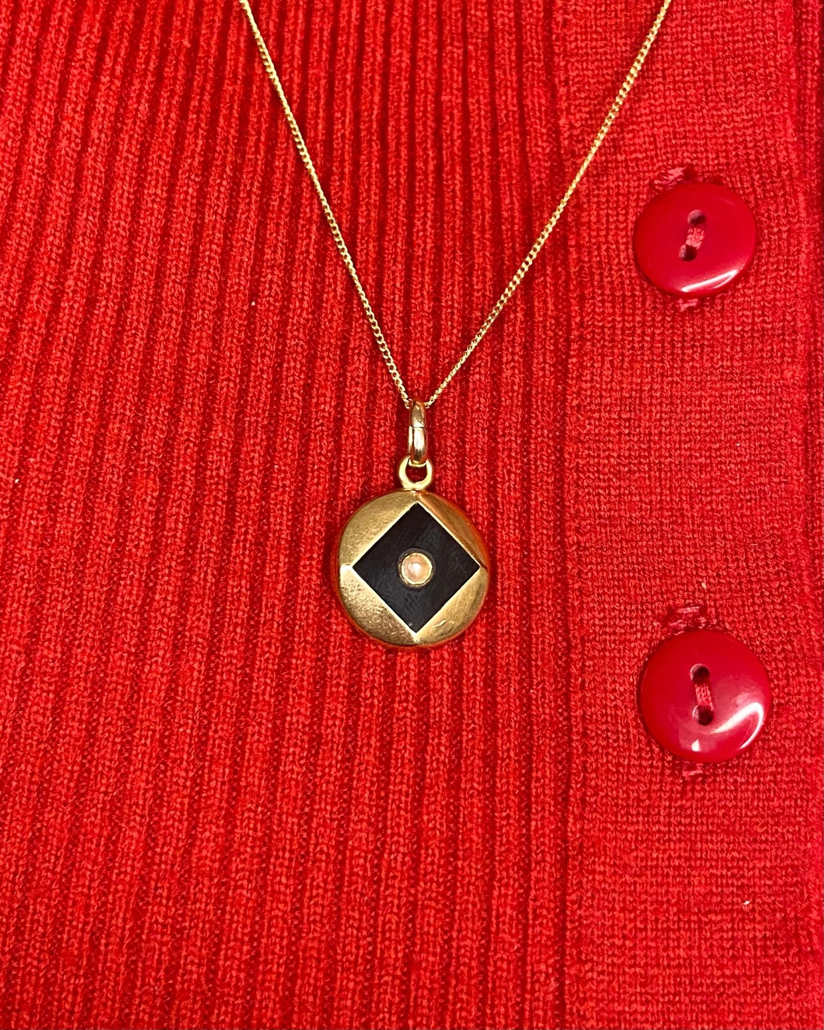 Pendentif Art - déco Onyx & Perle "Olia" - Elliade Paris