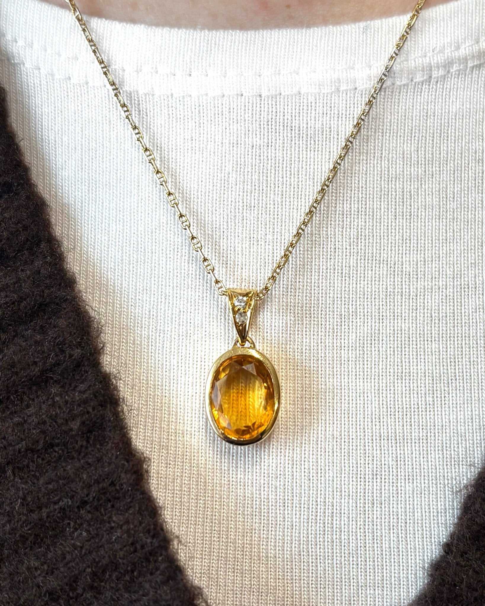 Pendentif Citrine 2.60 carats & Diamants "Rosalia" - Elliade Paris