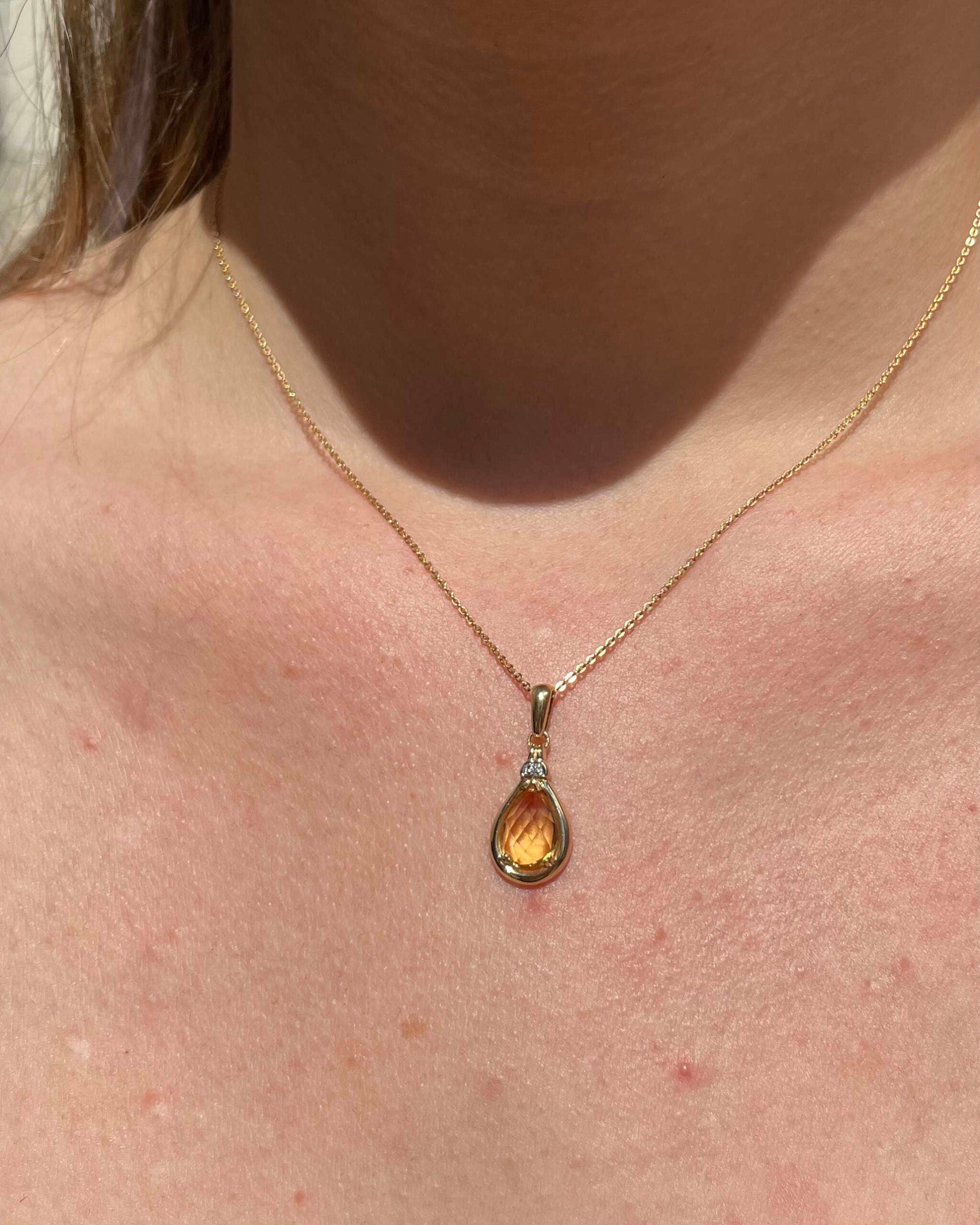 Pendentif Goutte Citrine et Diamant "Estrella"