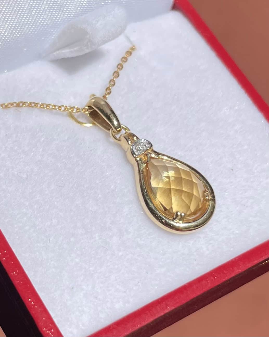 Pendentif Goutte Citrine et Diamant "Estrella"