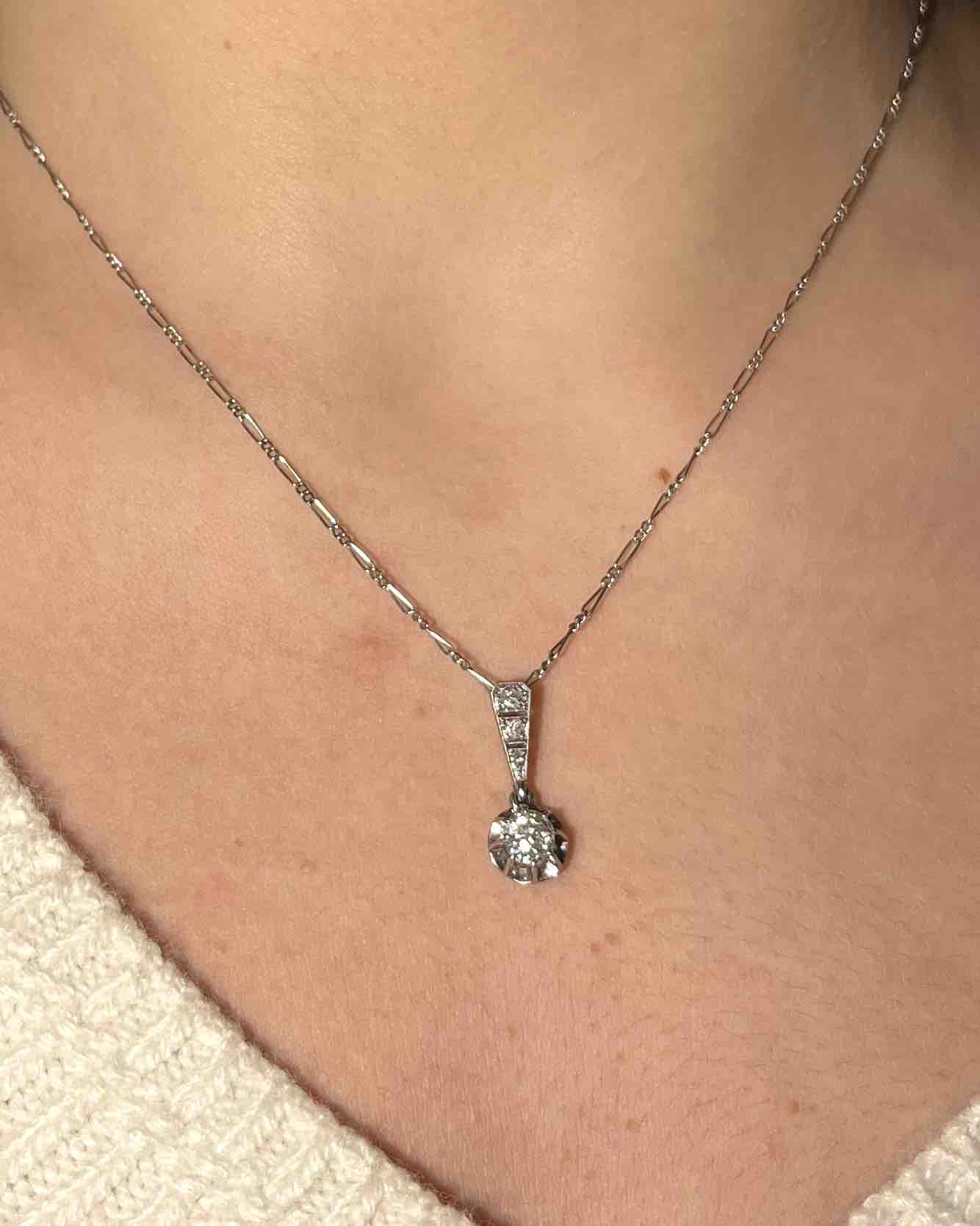 Pendentif diamant 0.45 carat vintage "Luna" - Elliade Paris