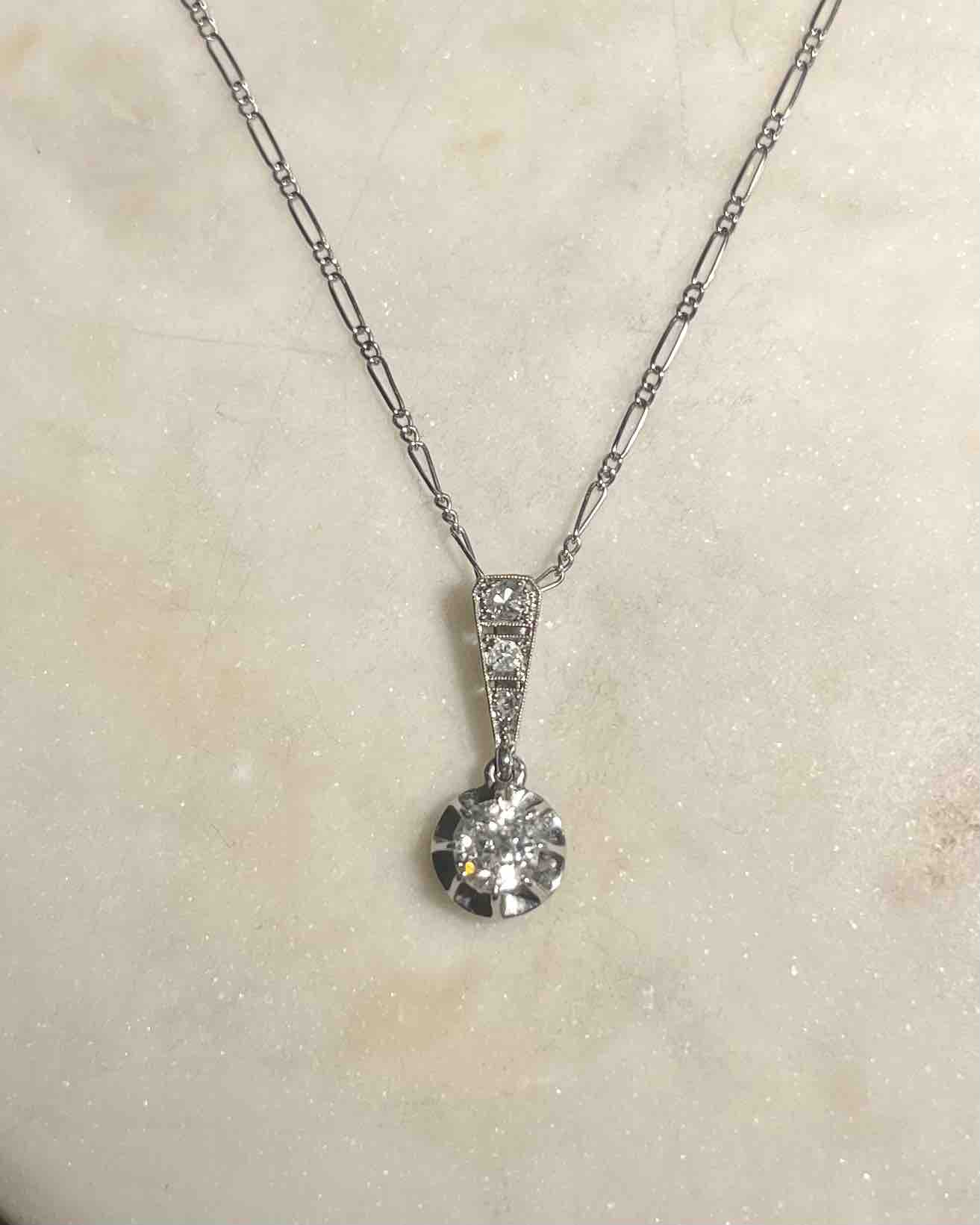 Pendentif diamant 0.45 carat vintage "Luna" - Elliade Paris