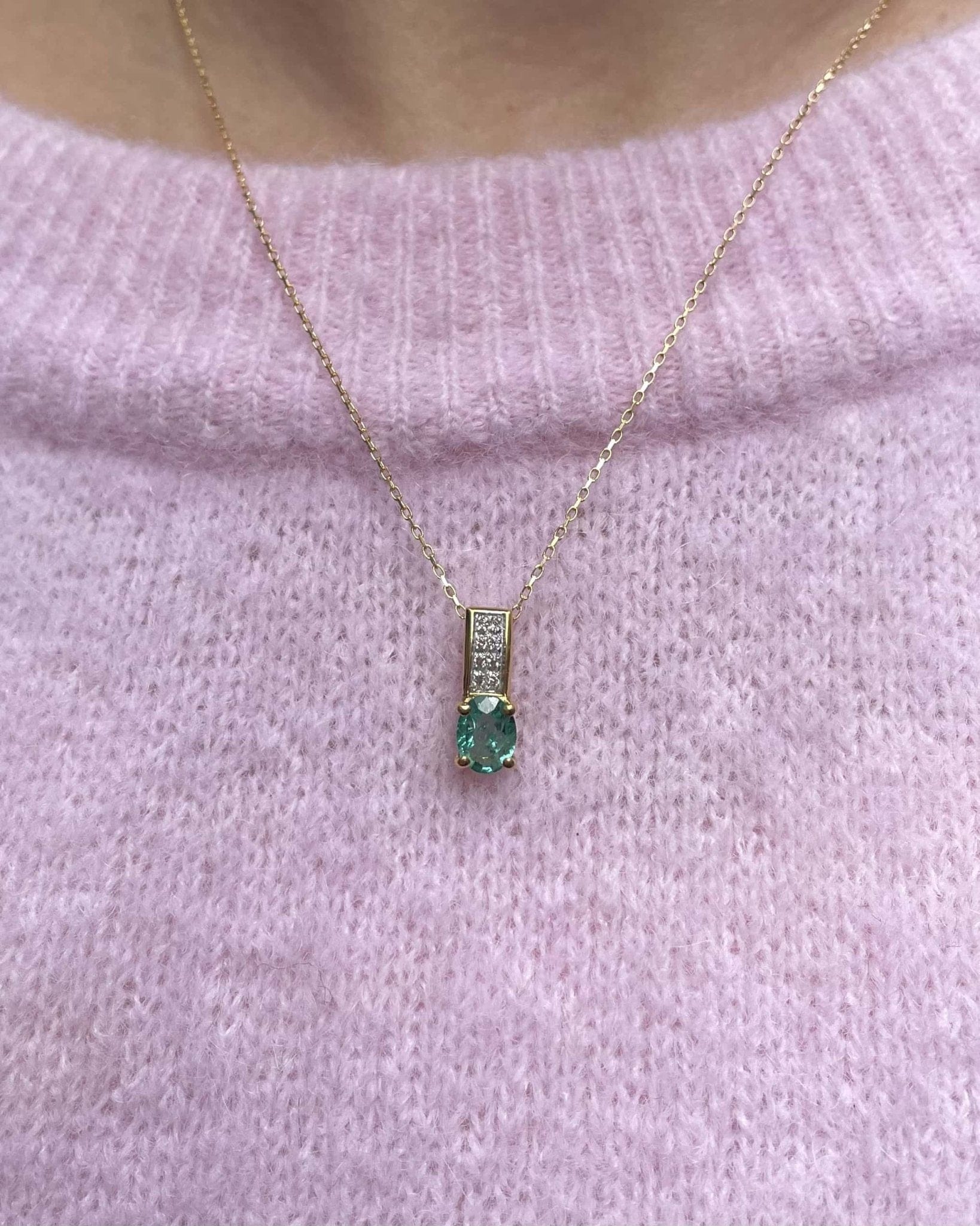 Pendentif Émeraude 0.85 carat & Diamants "Kathryn" - Elliade Paris