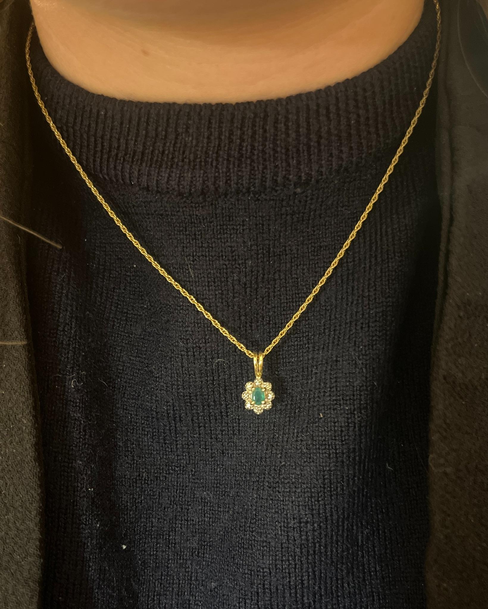 Pendentif émeraude & diamants "Amanda" - Elliade Paris