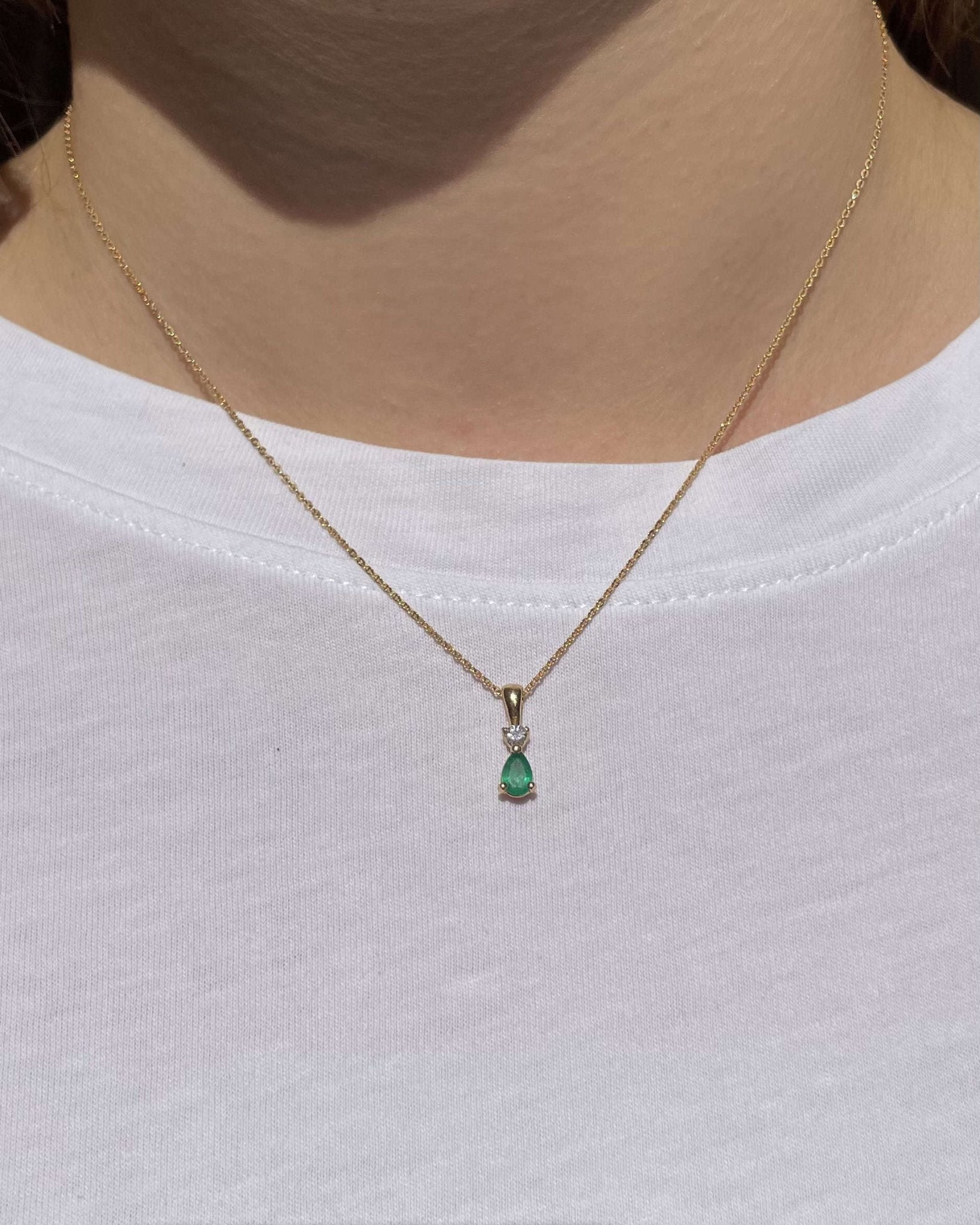 Pendentif Émeraude et Diamant "Célia" - Elliade Paris