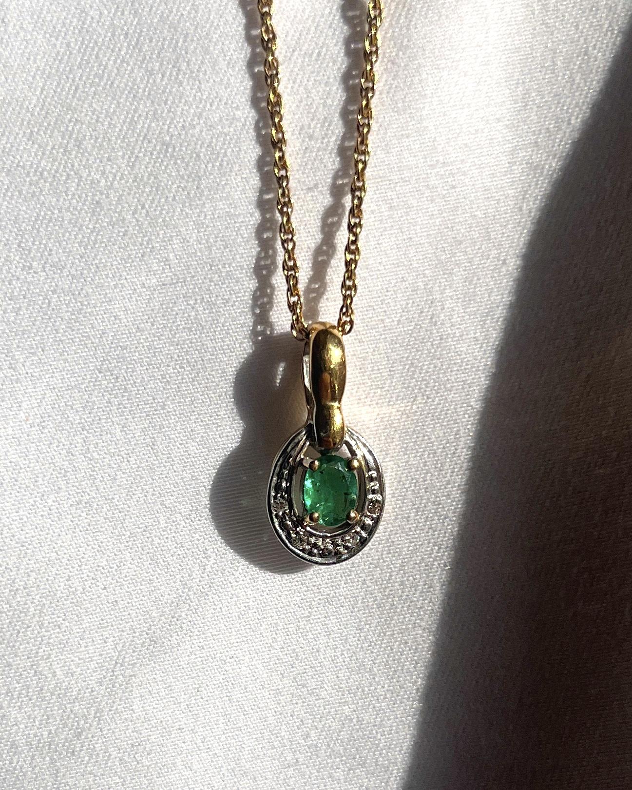 "Terry" Art Deco Emerald & Diamond Pendant