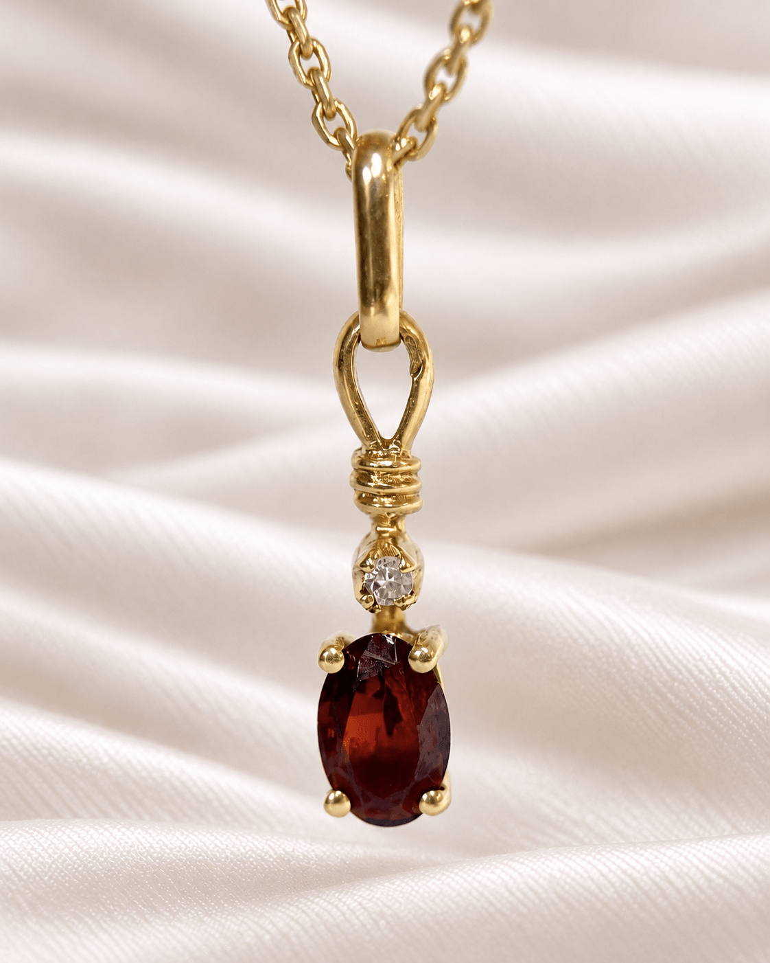 Pendentif Grenat Almandin 0.60 carat & Diamant "Baptiste" - Elliade Paris