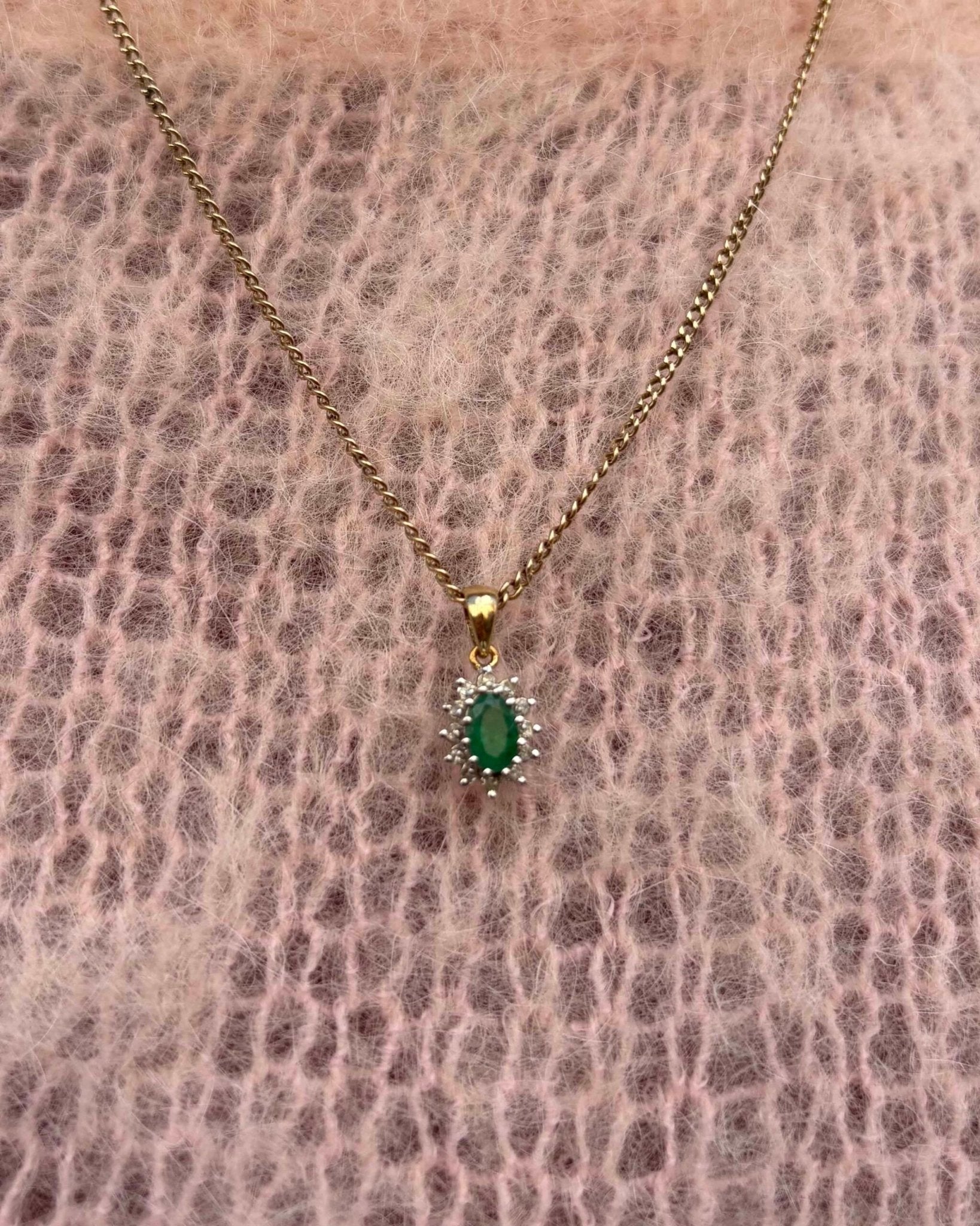 Pendentif Marguerite Emeraude & Diamants "Isaure" - Elliade Paris