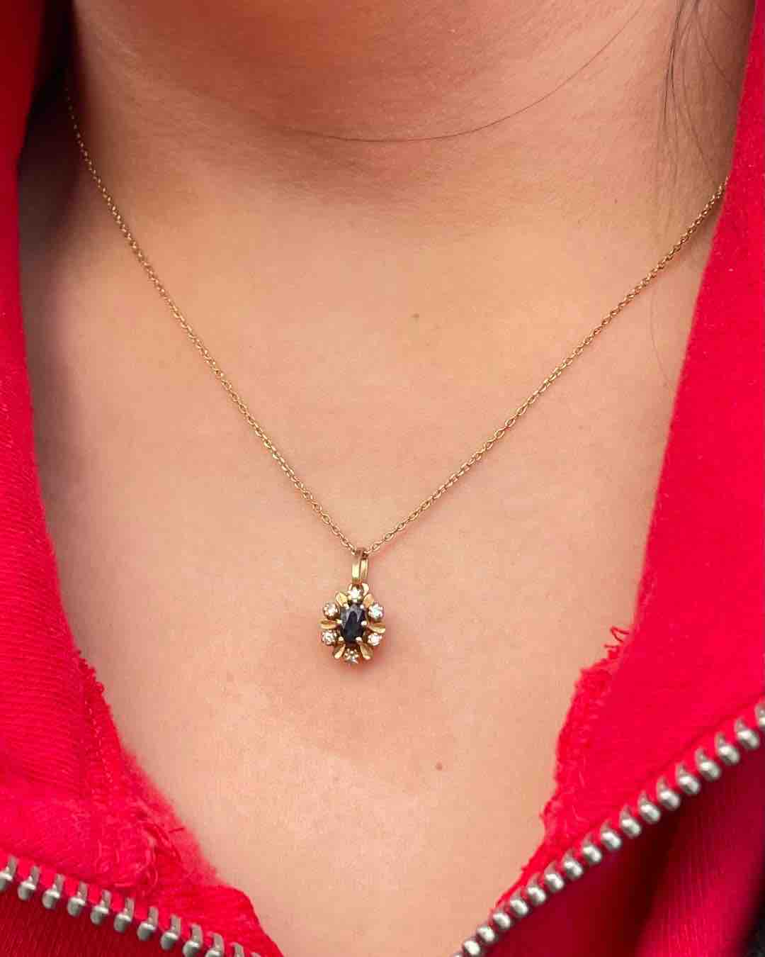 Pendentif Marguerite Saphir & Diamants "Anastasia" - Elliade Paris