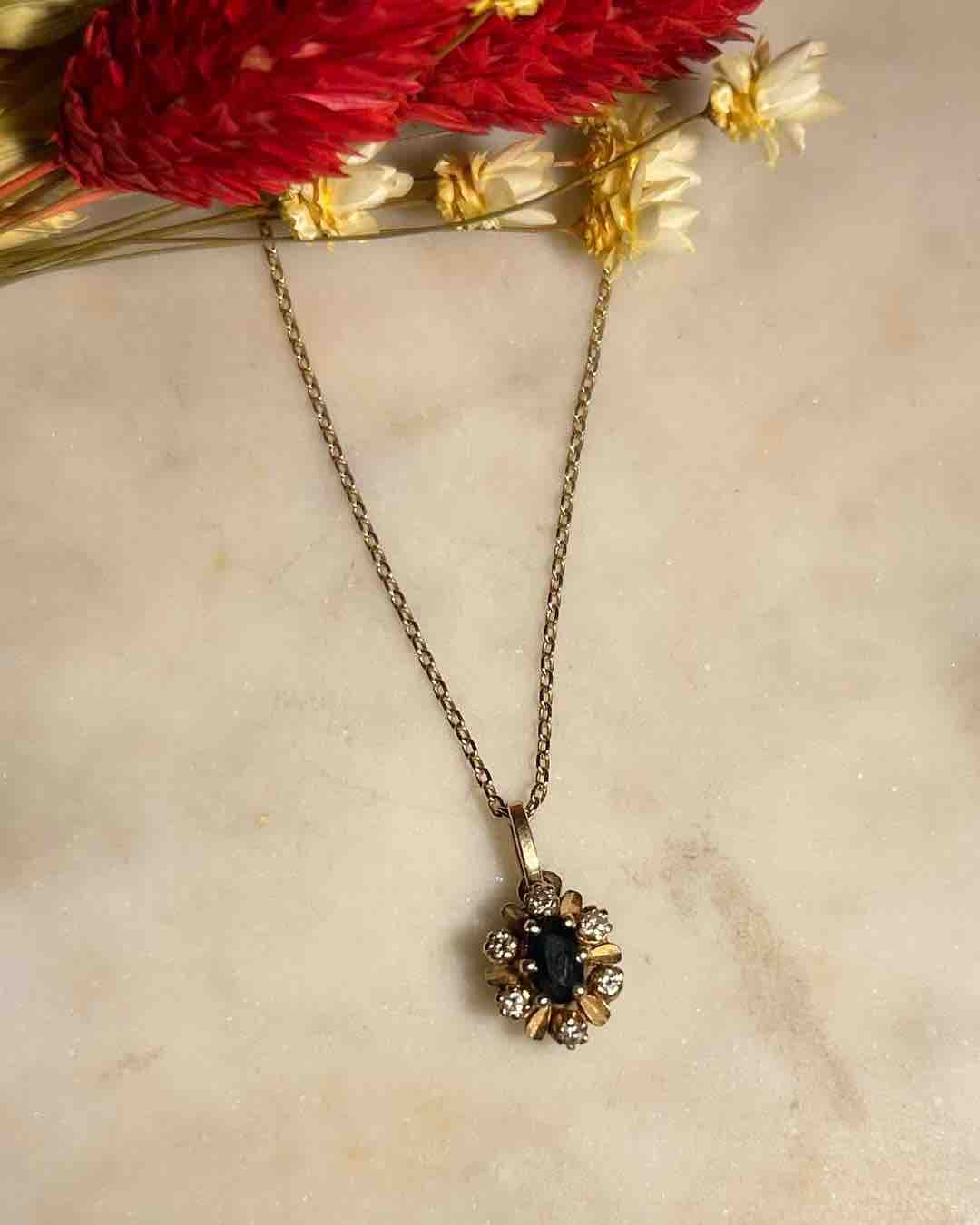 Pendentif Marguerite Saphir & Diamants "Anastasia" - Elliade Paris