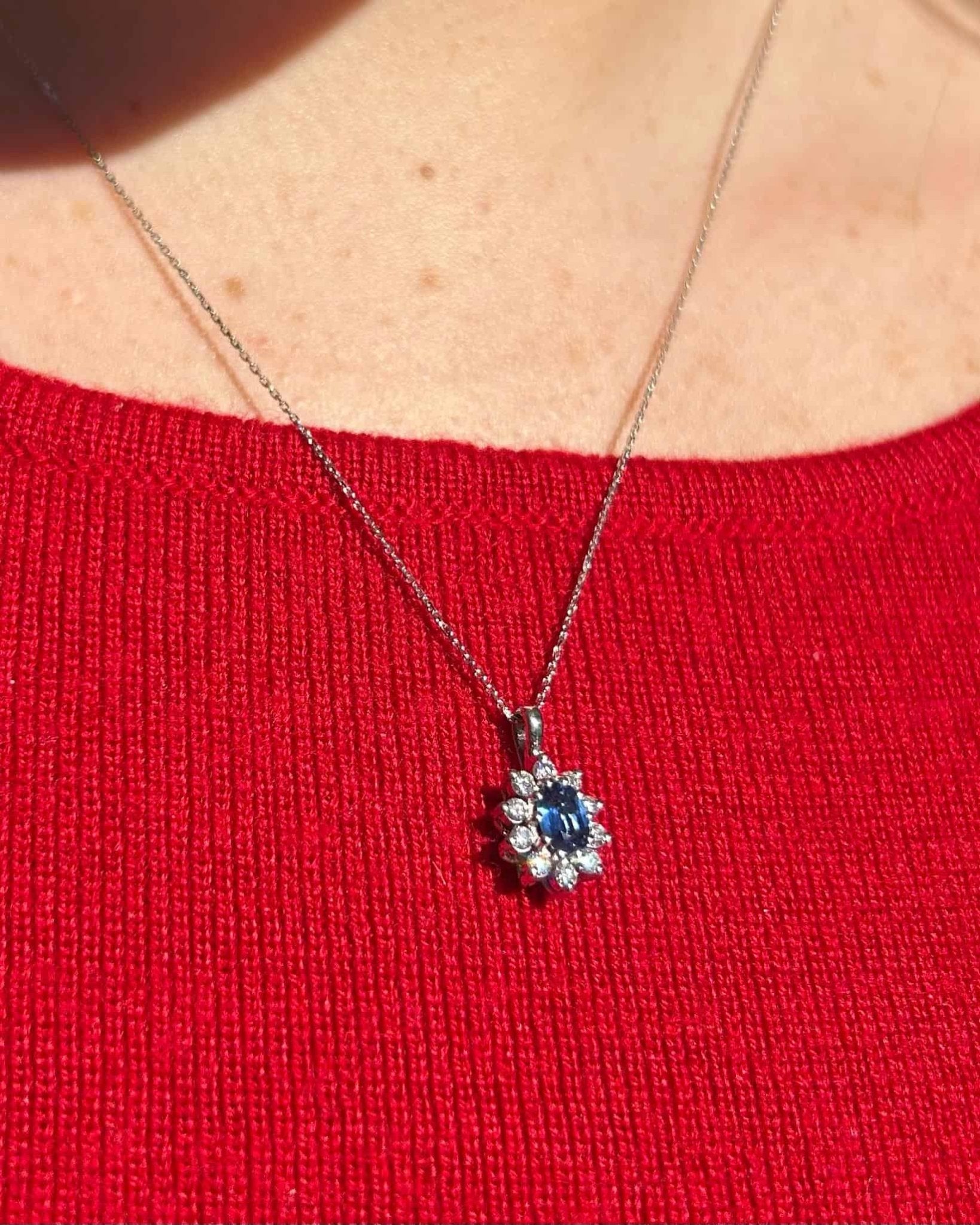 Pendentif Marguerite Saphir & Diamants "Maéla" - Elliade Paris
