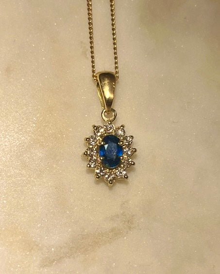 Pendentif Marguerite Saphir & Diamants "Veronica" - Elliade Paris