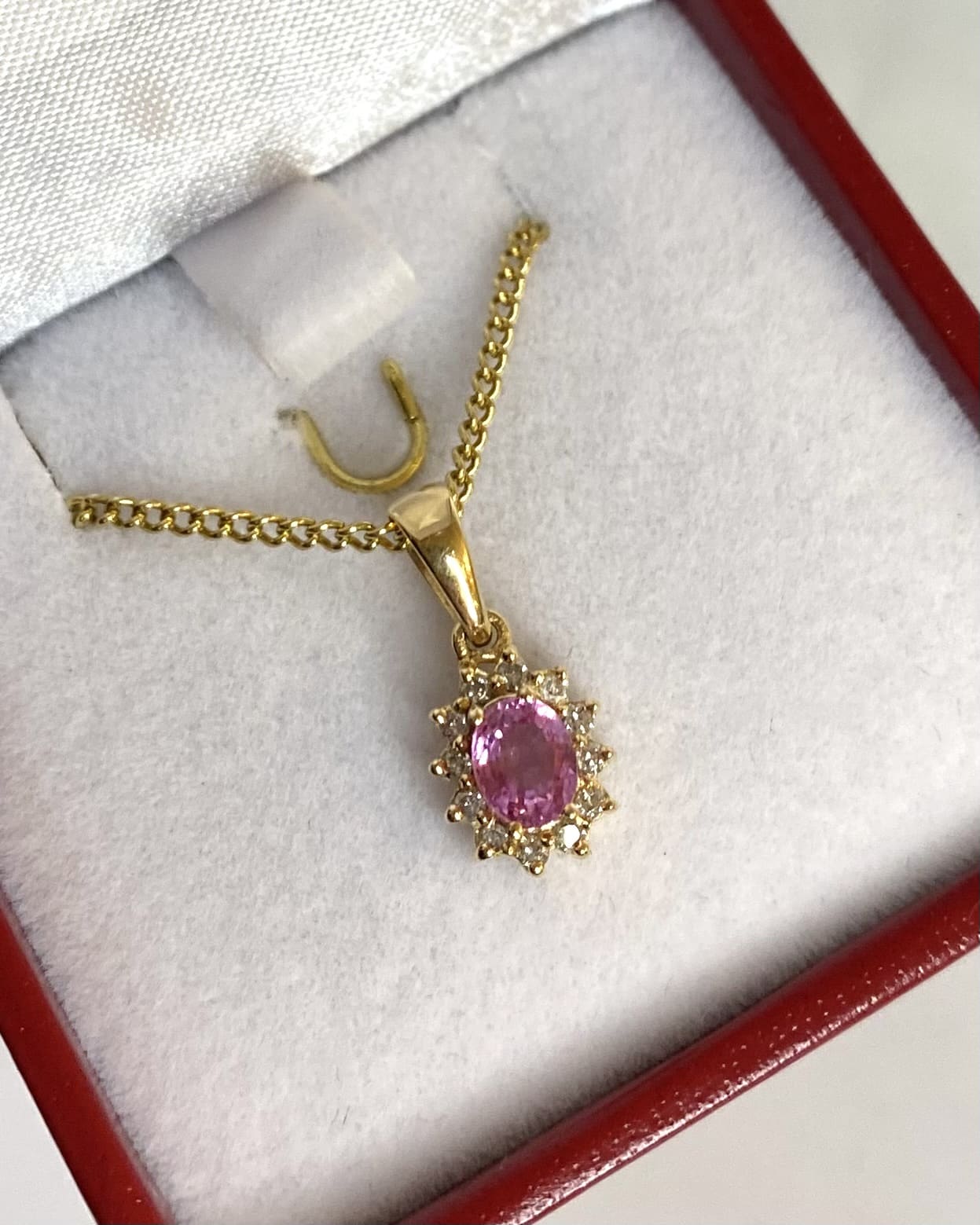 Pendentif Marguerite Saphir Rose 0.48 carat & Diamants "Philippine" - Elliade Paris