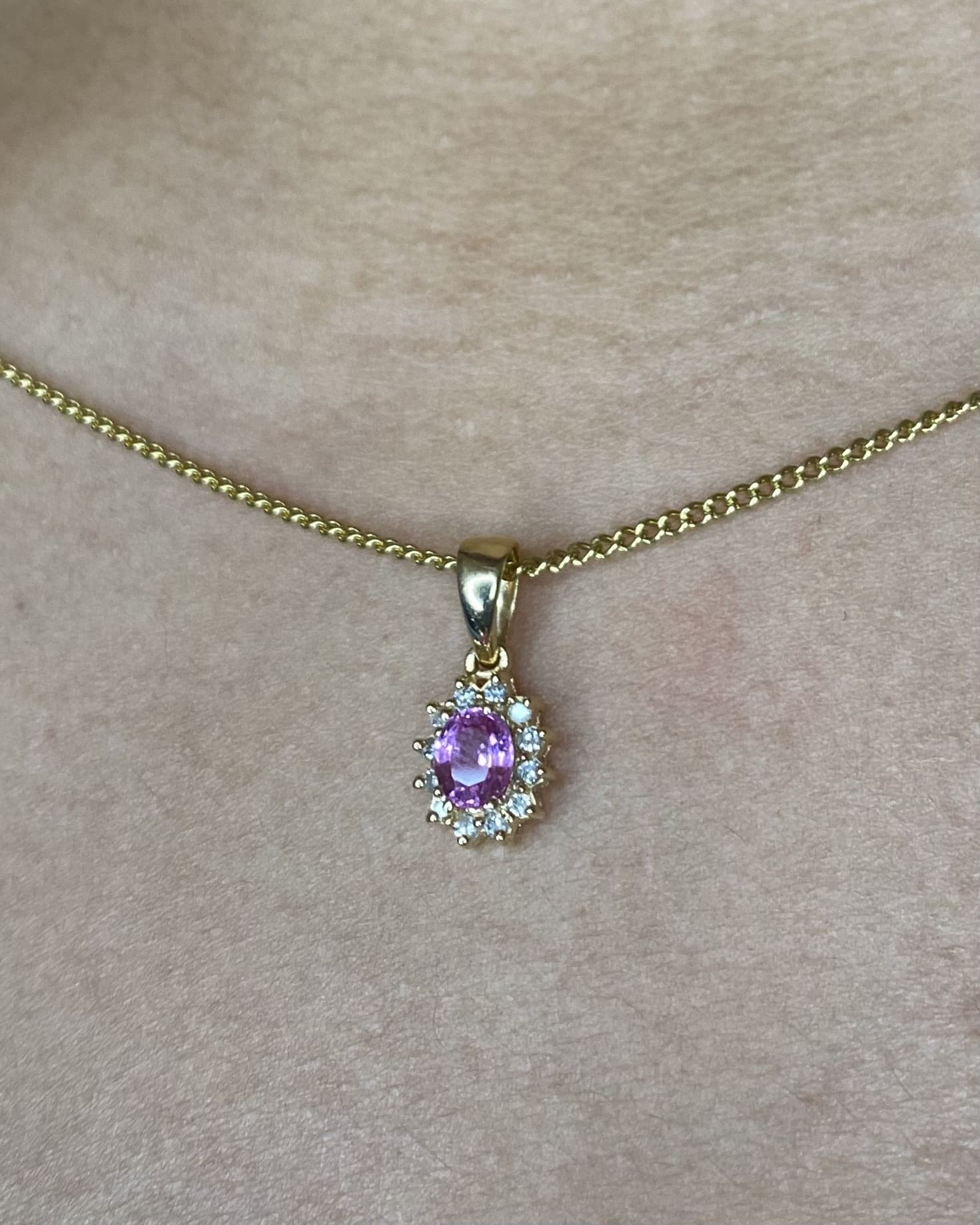 Pendentif Marguerite Saphir Rose 0.48 carat & Diamants "Philippine" - Elliade Paris