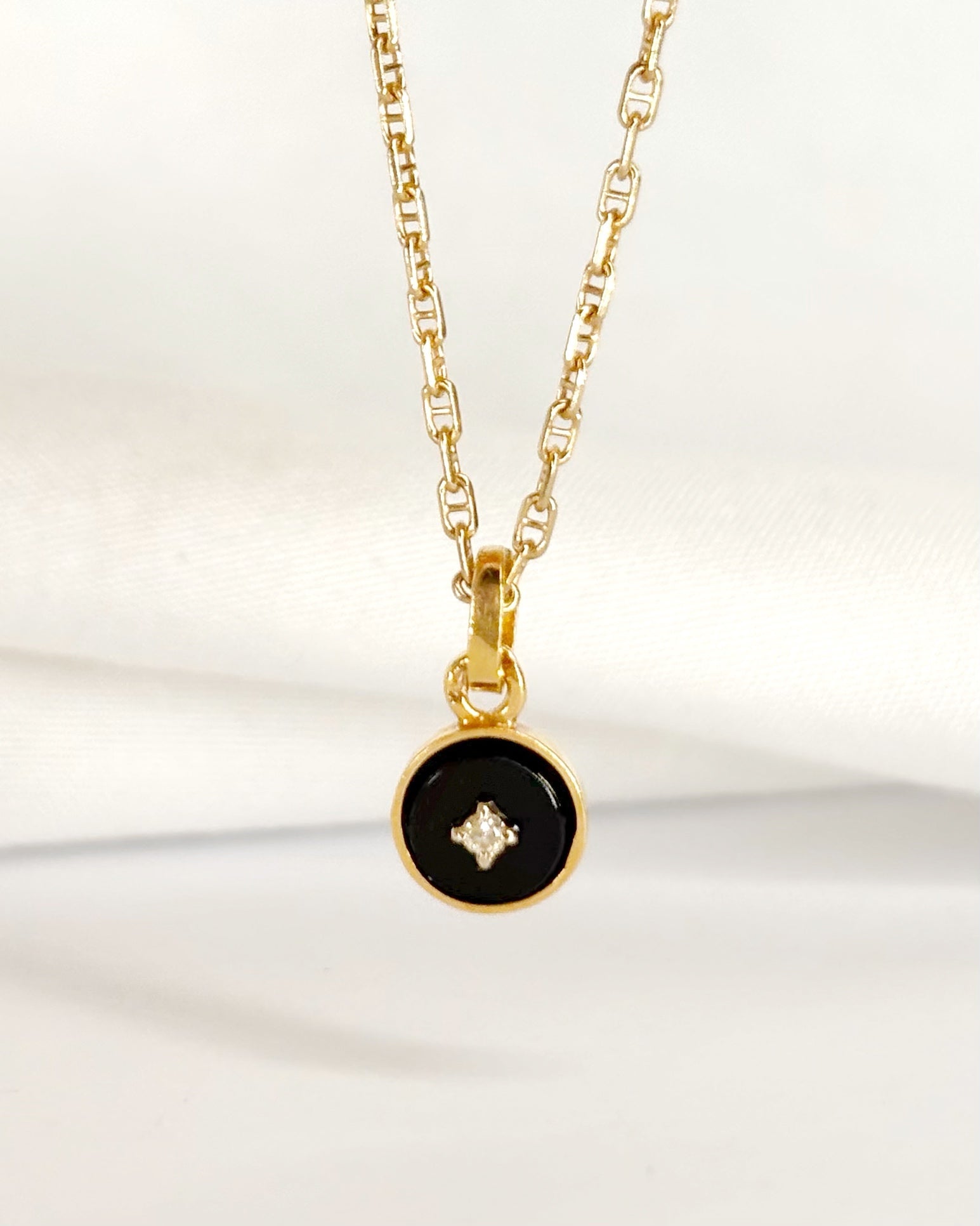 Pendentif Onyx & Diamant "Rita" - Elliade Paris
