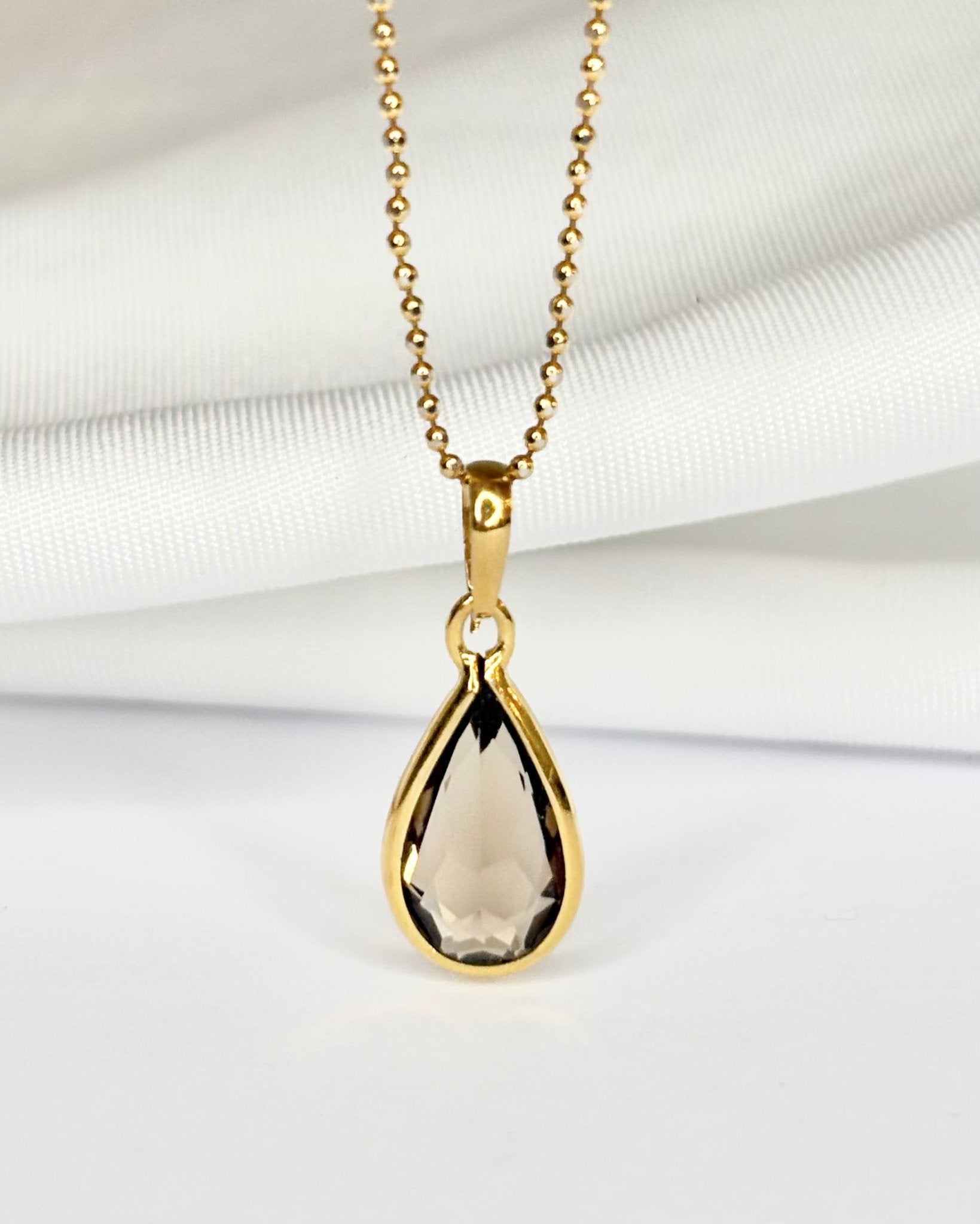 Pendentif Poire Quartz Fumé 1.82 carat "Mia" - Elliade Paris