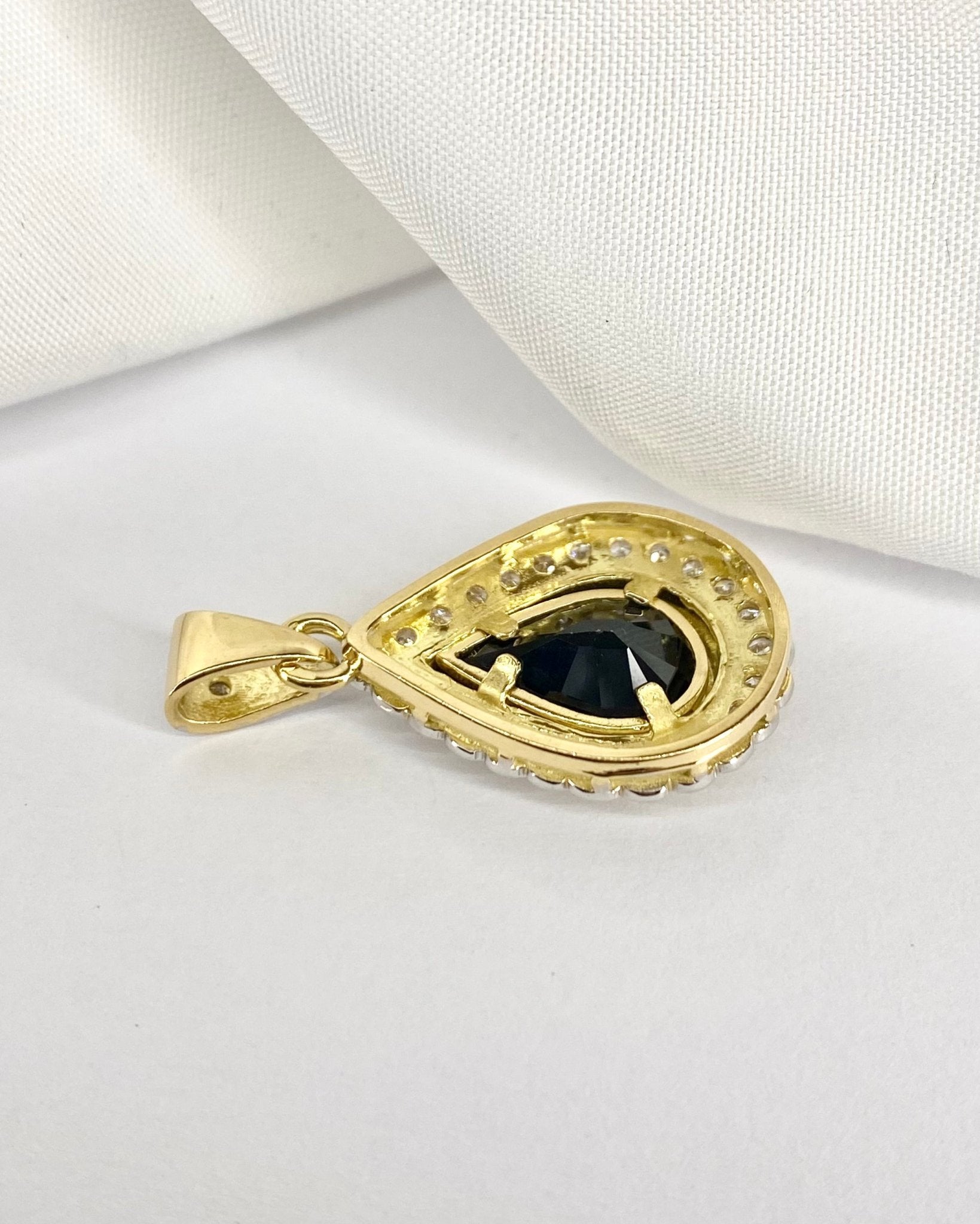 Pendentif Style Art - déco Saphir 3.20 cts & 25 Diamants "Giana" - Elliade Paris