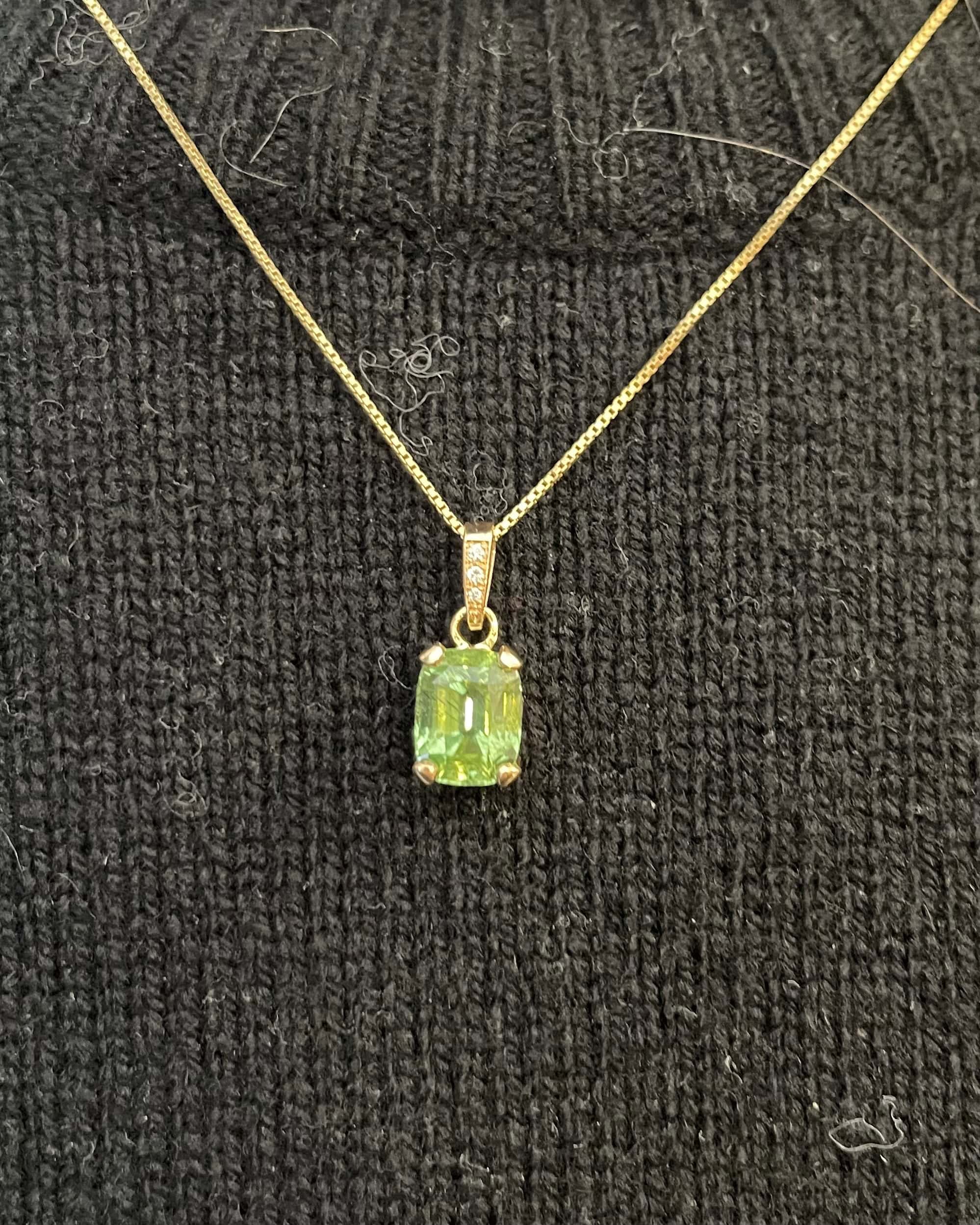 Pendentif Vintage Tourmaline 4.75 carats & Diamants "Talia" - Elliade Paris