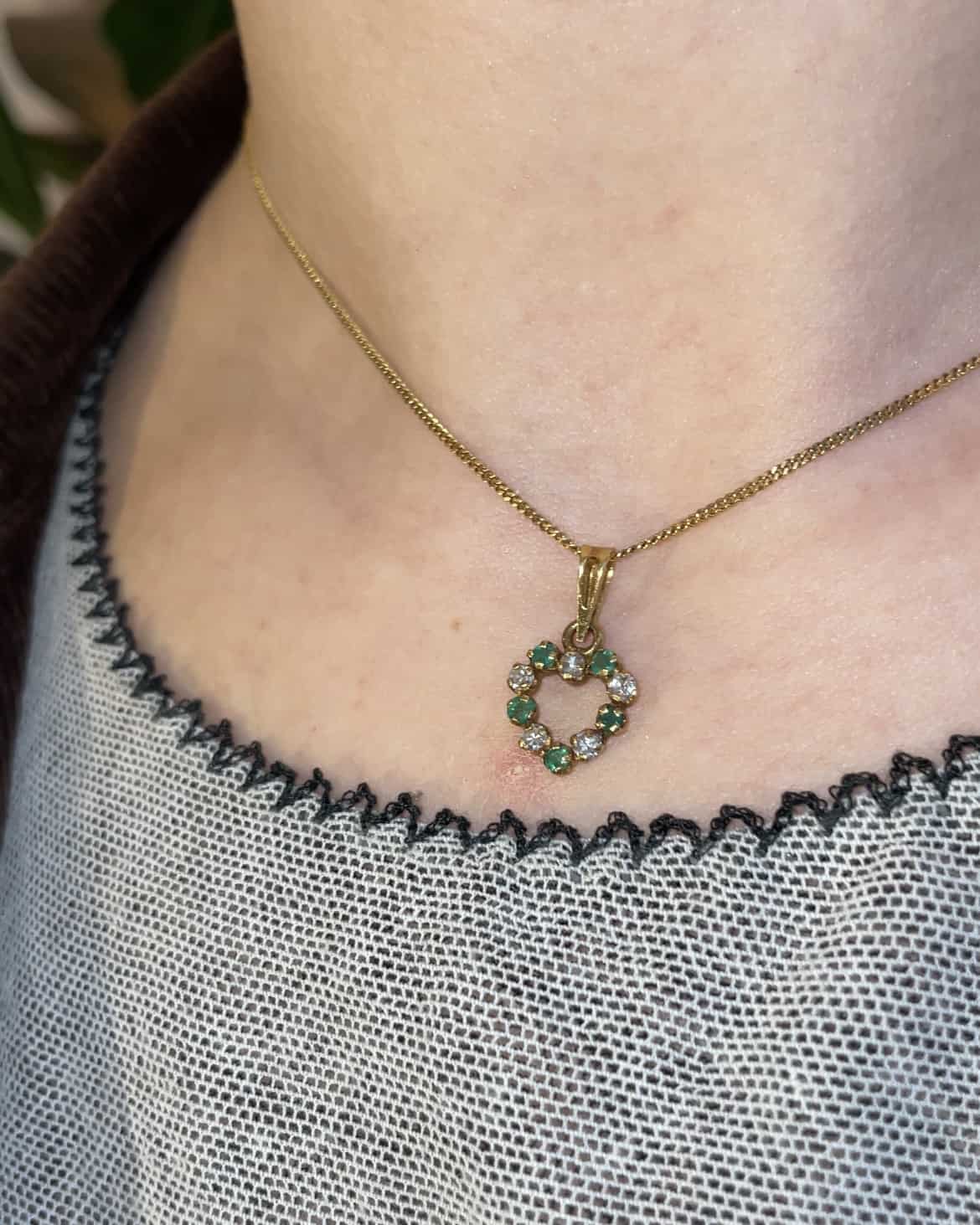 "Avery" Emerald & Diamond Heart Pendant