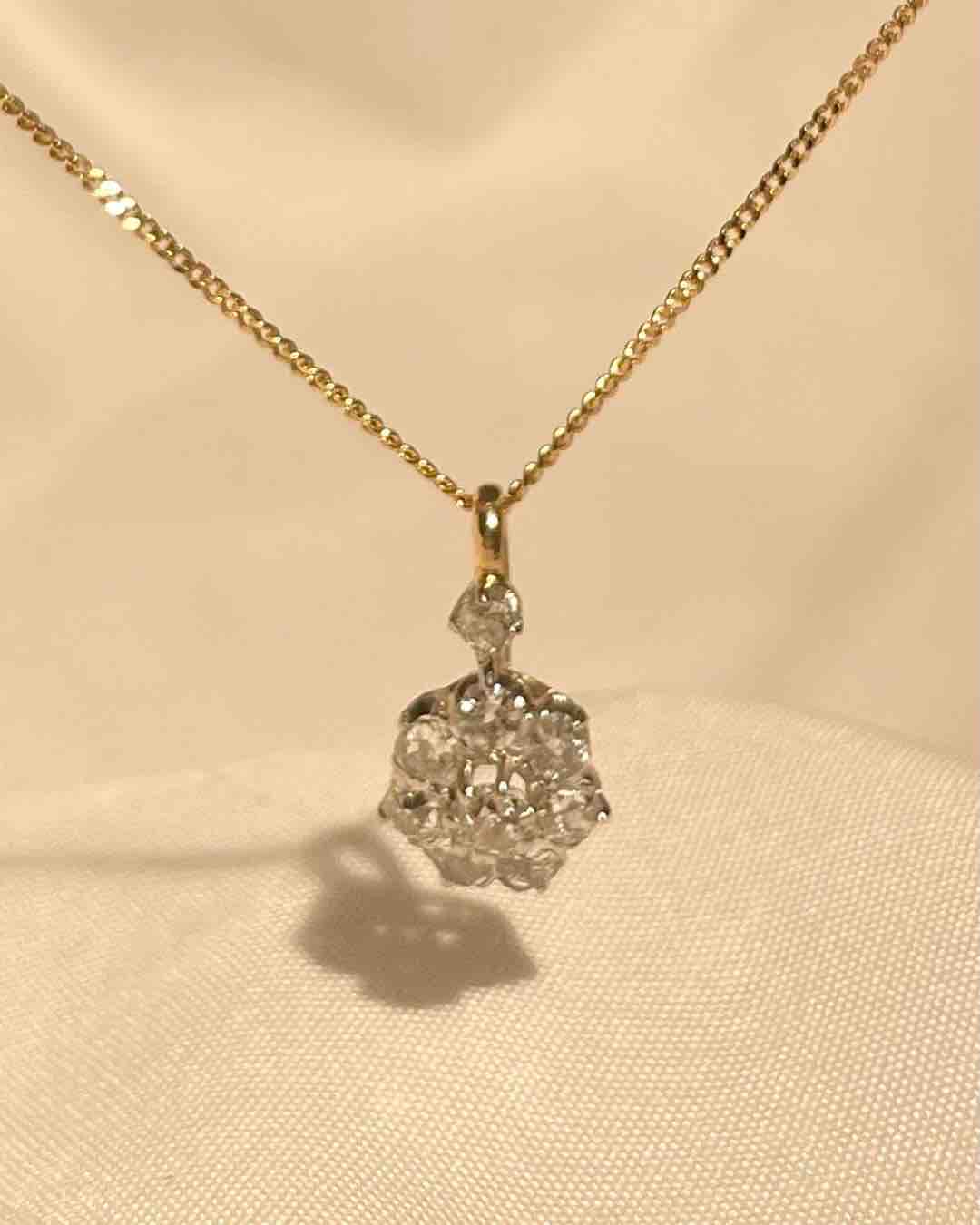 Pendentif Vintage Marguerite Diamants 0.63 carat "Emme" - Elliade Paris
