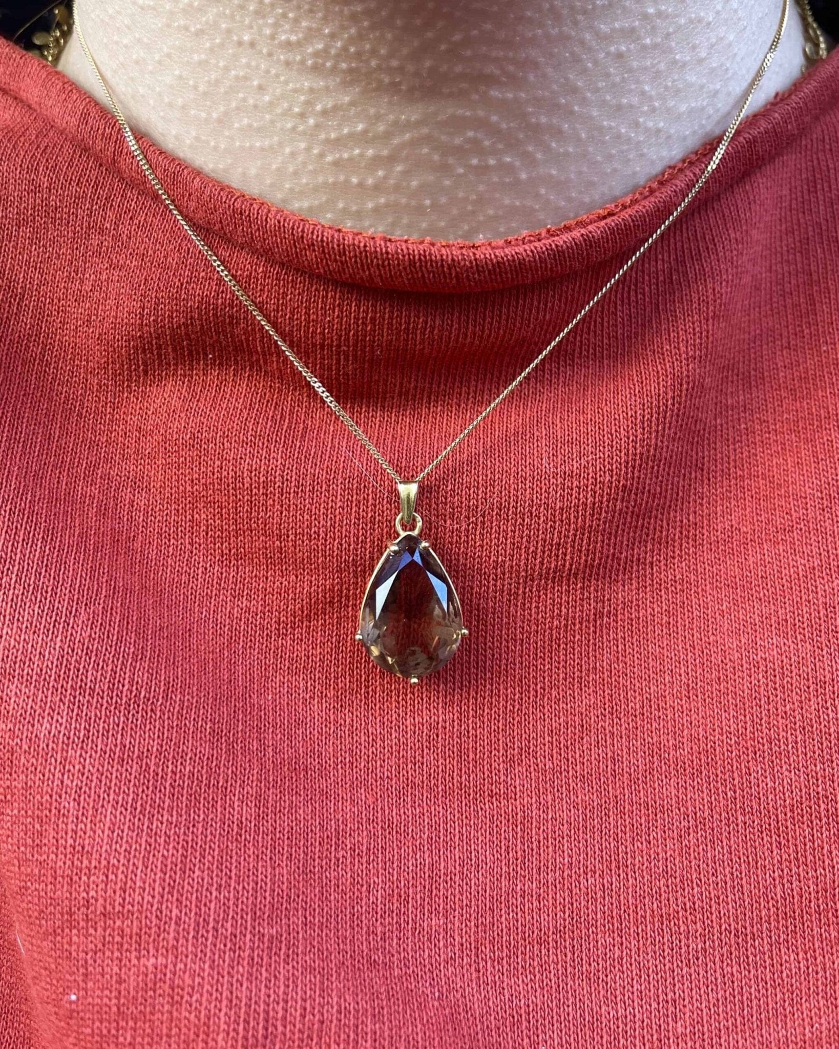 Pendentif Vintage Quartz fumé 10 carats "Kendal" - Elliade Paris