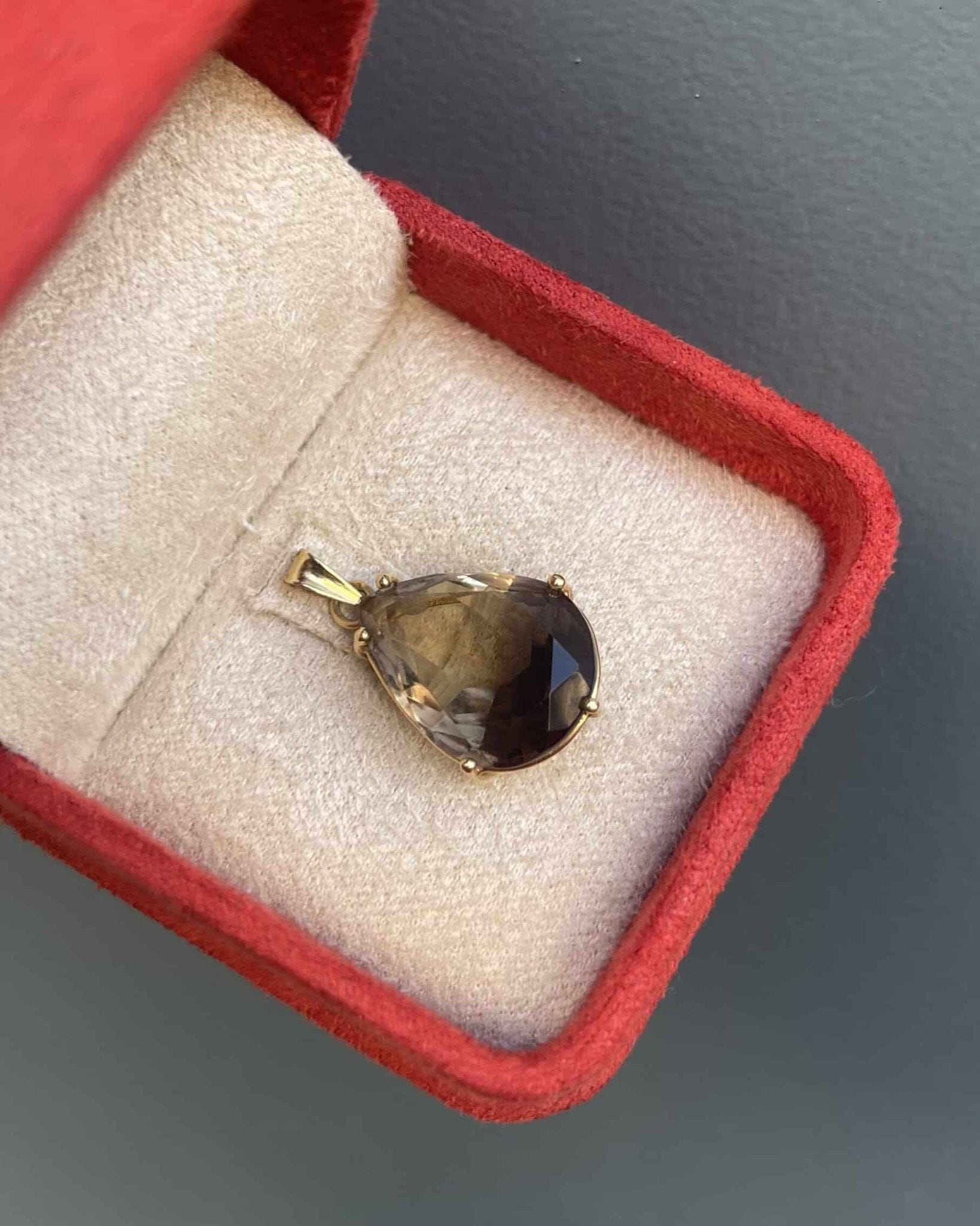 Pendentif Vintage Quartz fumé 10 carats "Kendal" - Elliade Paris