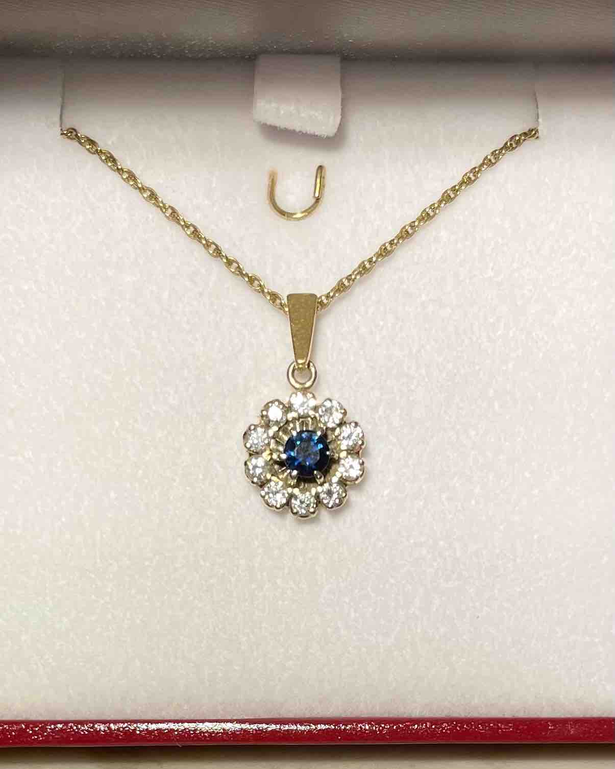 "Justine" Sapphire & Diamond Daisy Pendant