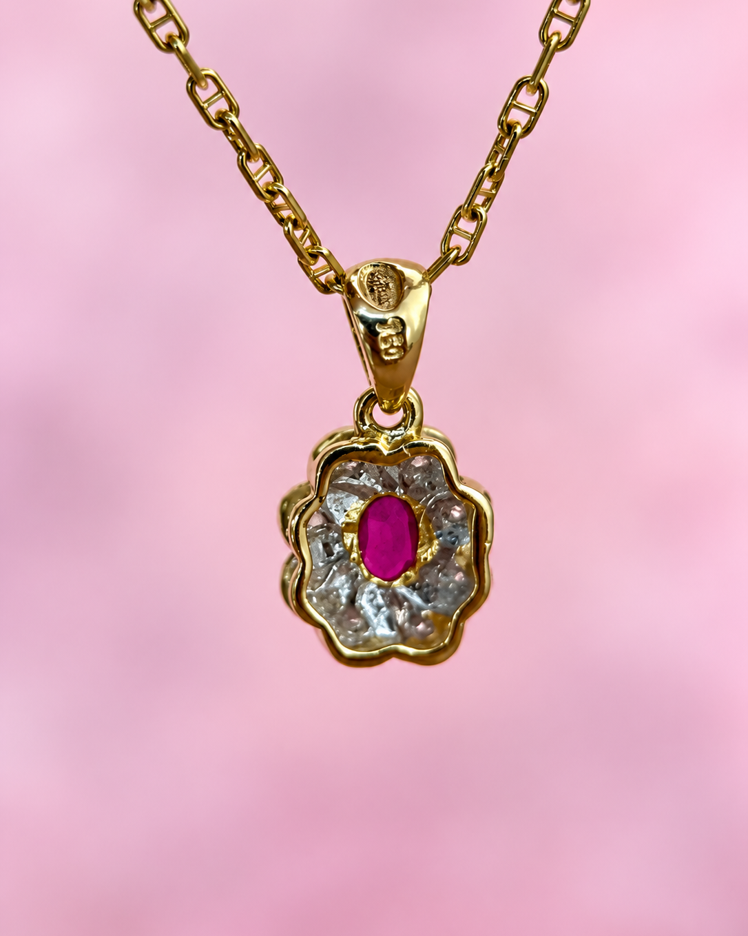 Pendentif Marguerite Rubis & Diamants "Claudine"