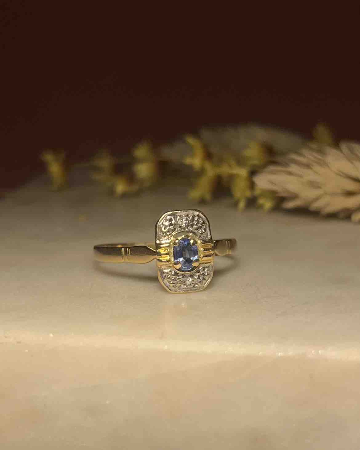 Art Deco Sapphire & Diamond Ring "Oria"