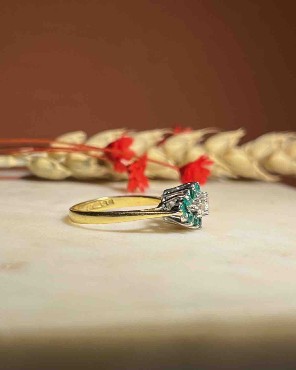 Bague Losange émeraudes & diamants "Jane"