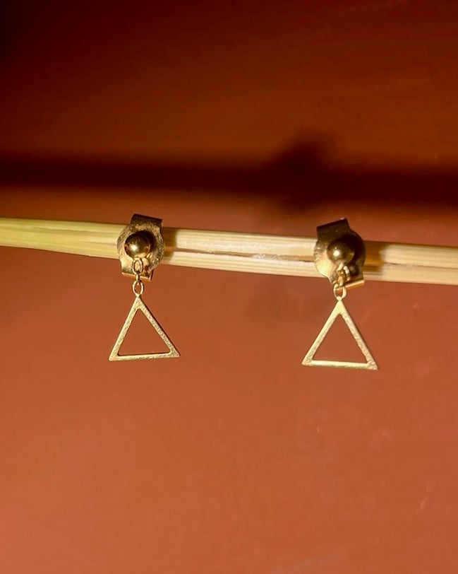 "Lidia" gold triangle drop earrings