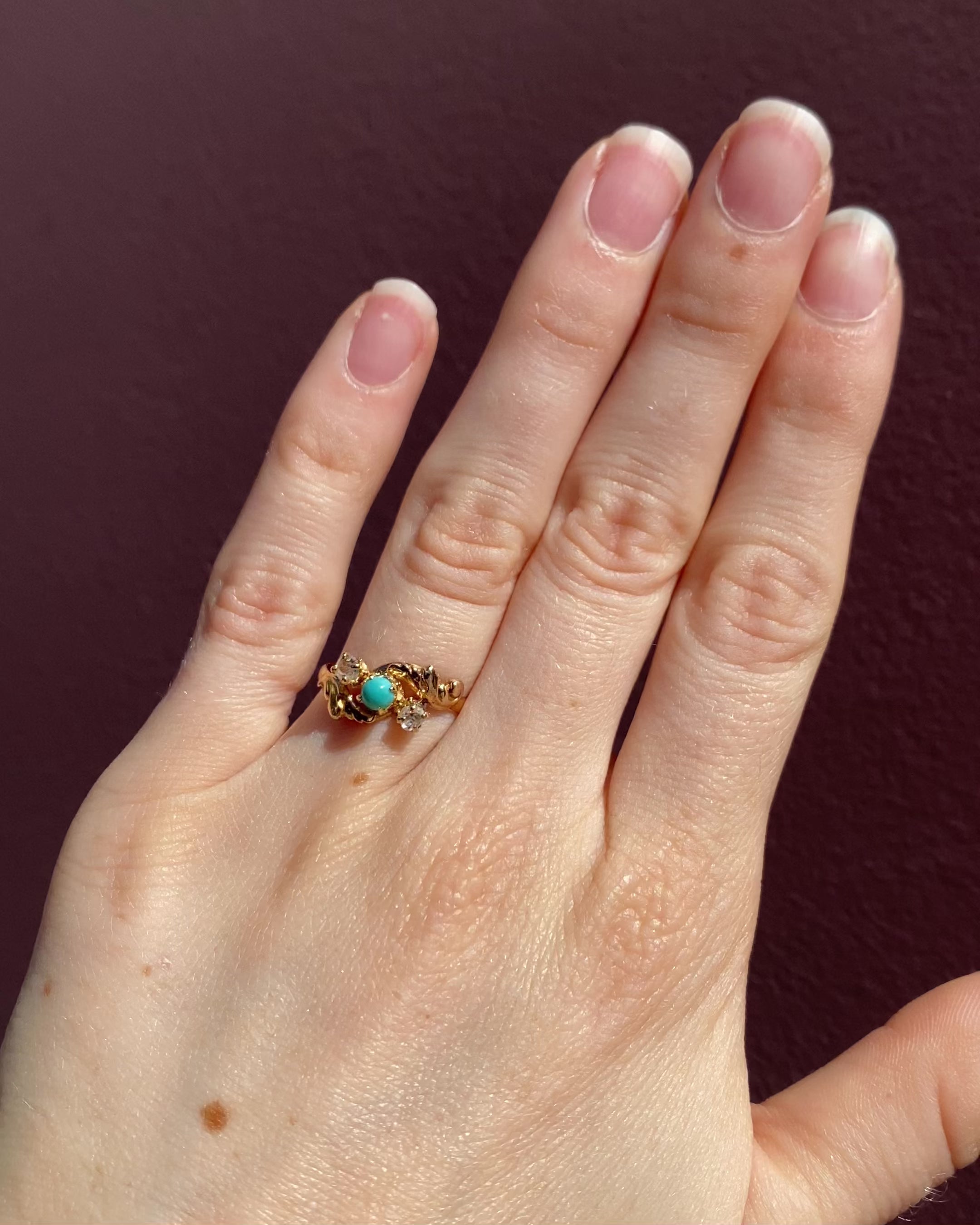 Bague Art-nouveau Turquoise & Diamants "Naeva"