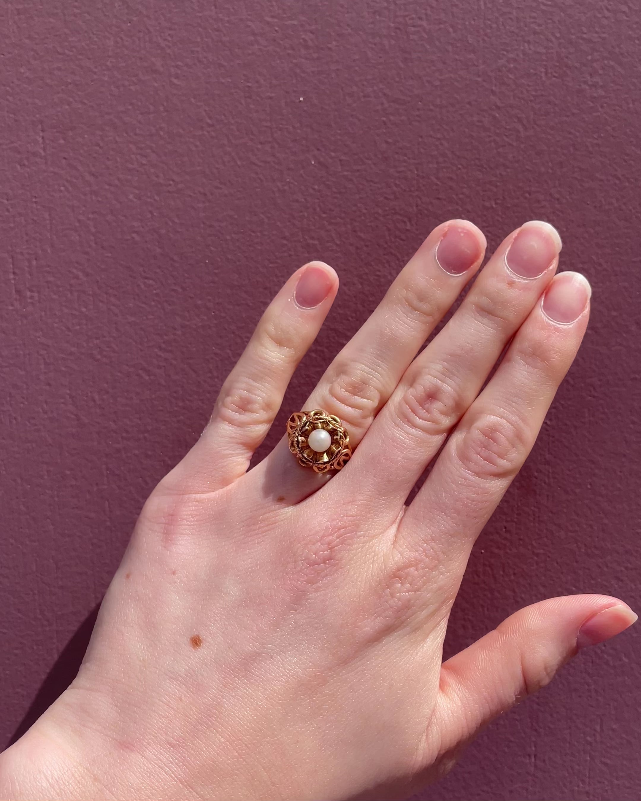 Bague Fleur Perle "Léonce"