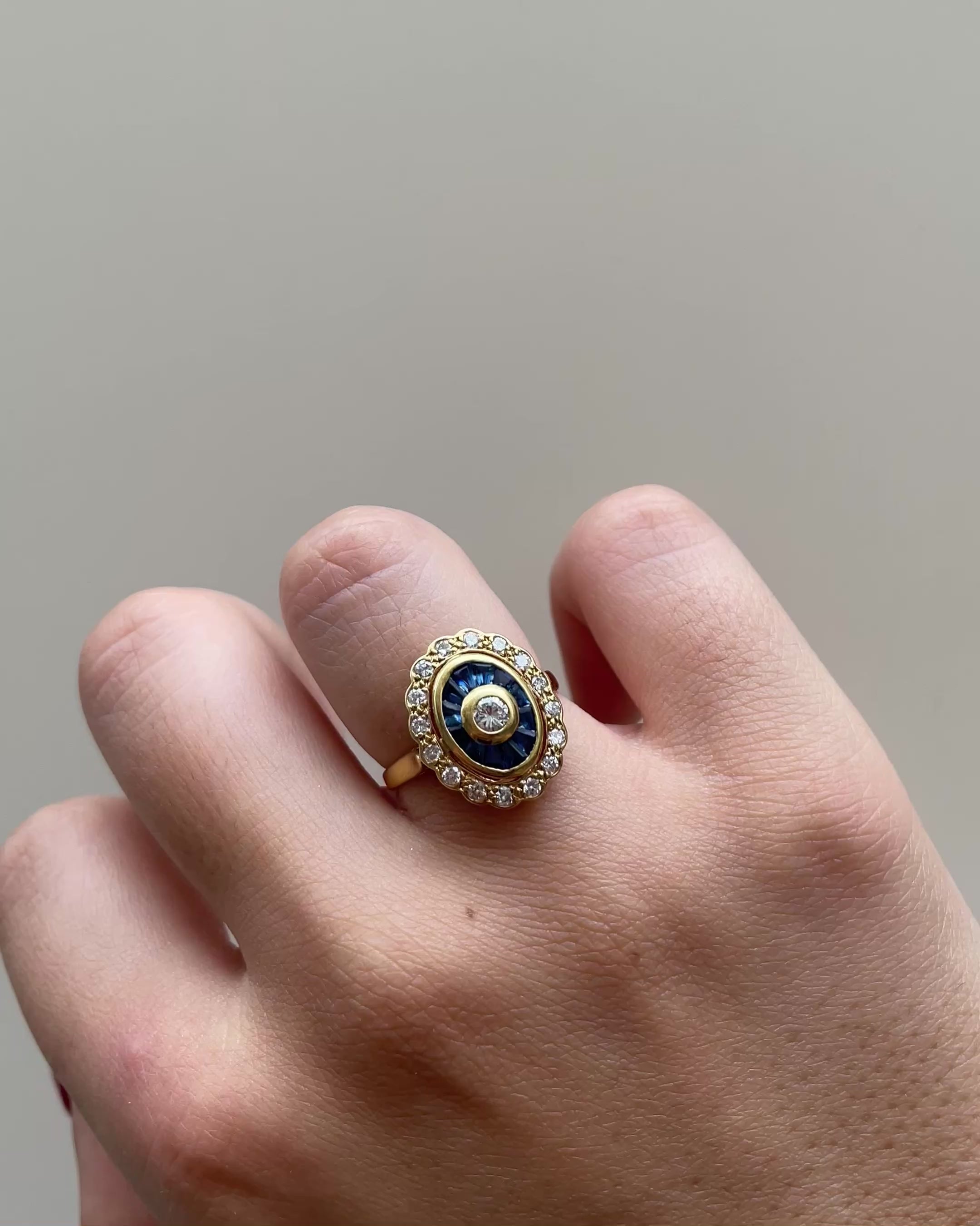 Bague Style Art-Déco Saphirs et Diamants "Louna"