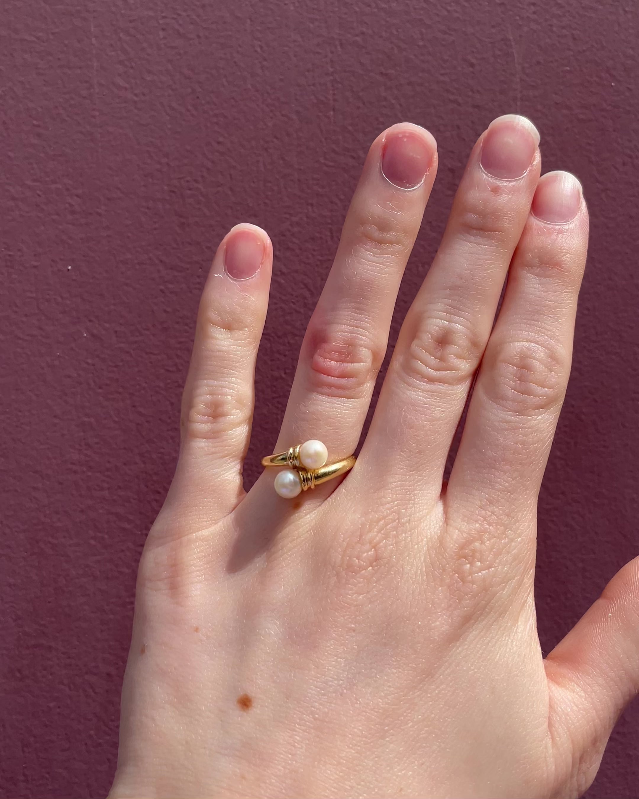 Bague Toi & Moi Perles "Prunelle"