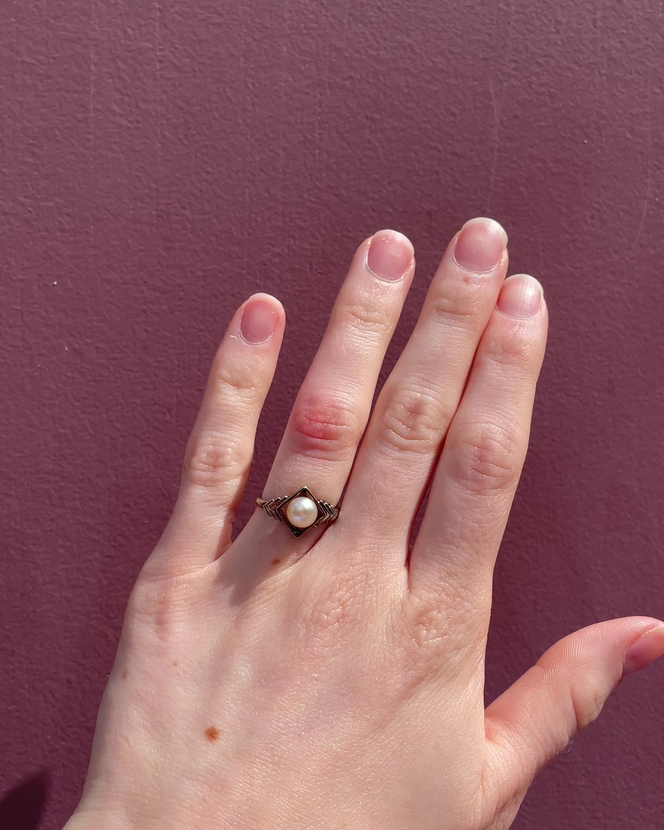 Bague Vintage Art-Déco Perle "Azalée"