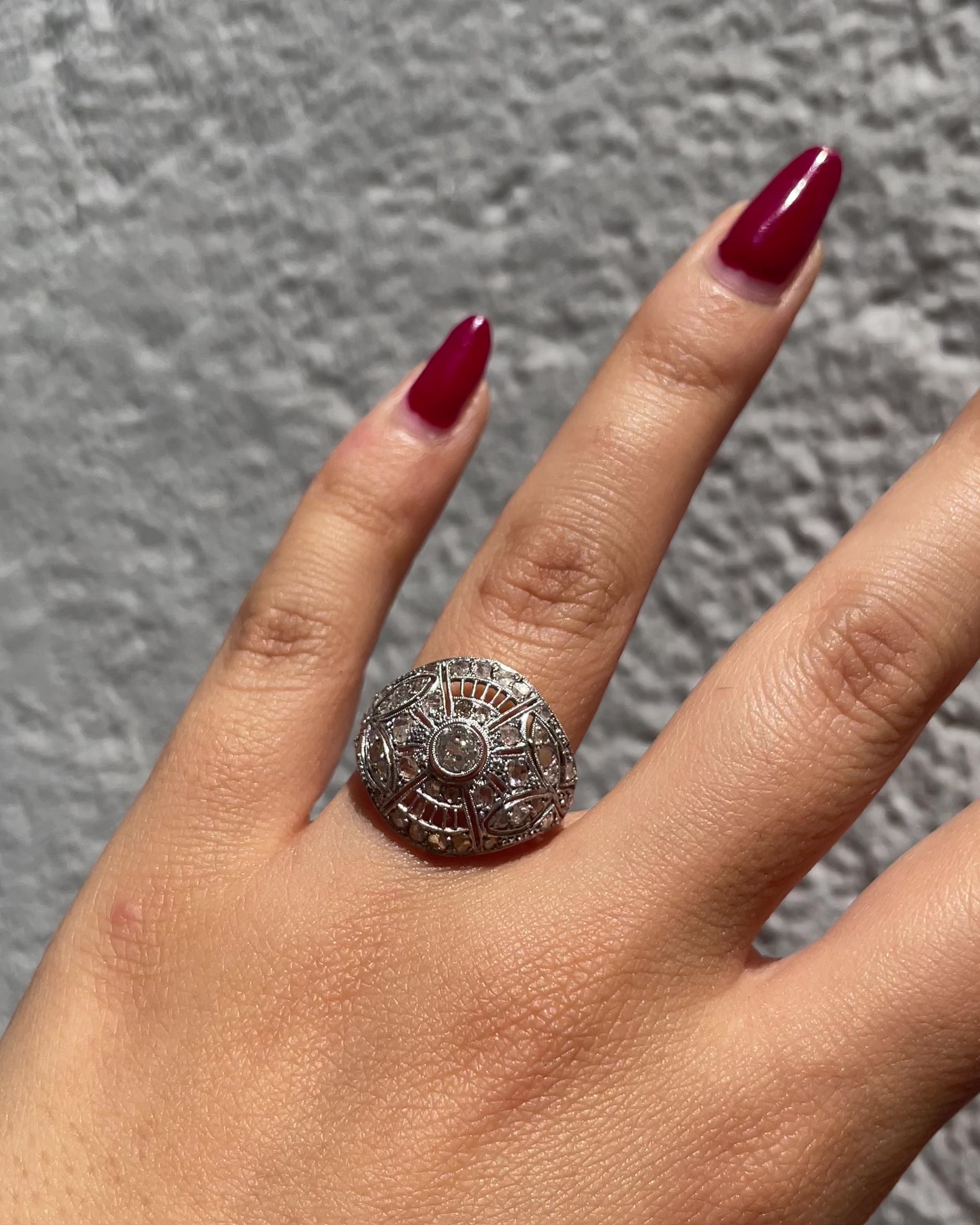 Bague style Art-Déco Diamants 0.93 carat "Zeya"