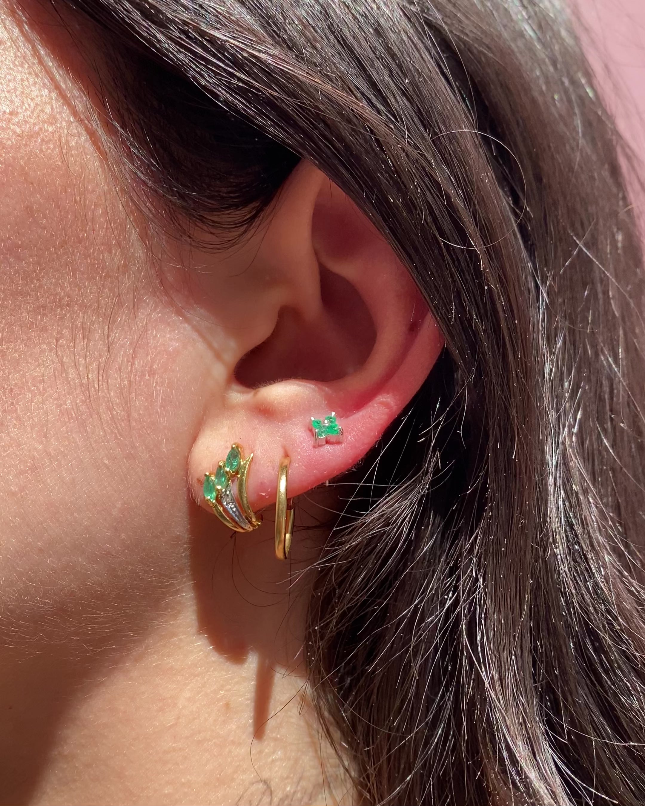 Boucles Trilogie Emeraudes 0.42 carat & Diamants "Liorine"