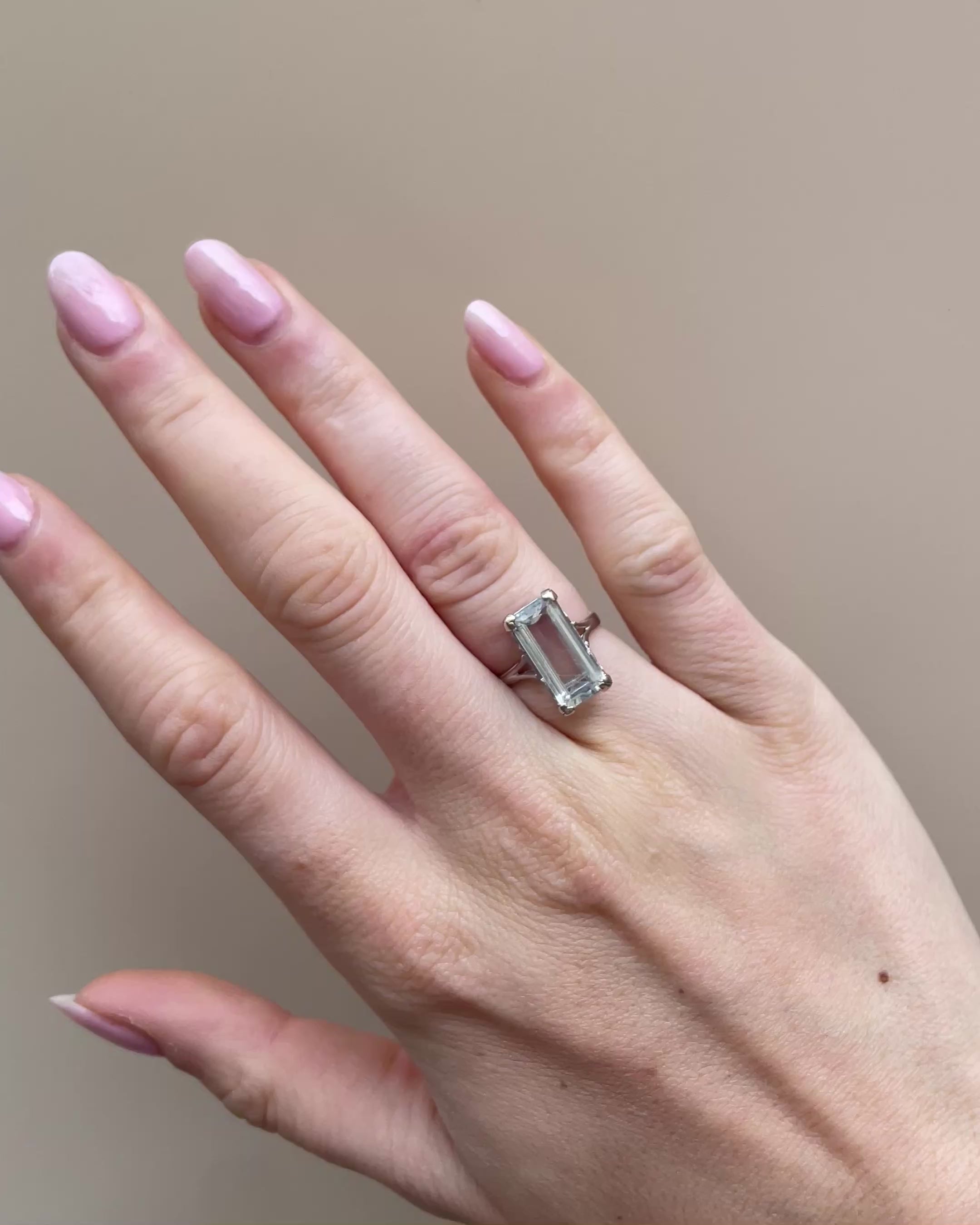 Bague Vintage Cocktail Aigue-marine 3 carats "Sanna"