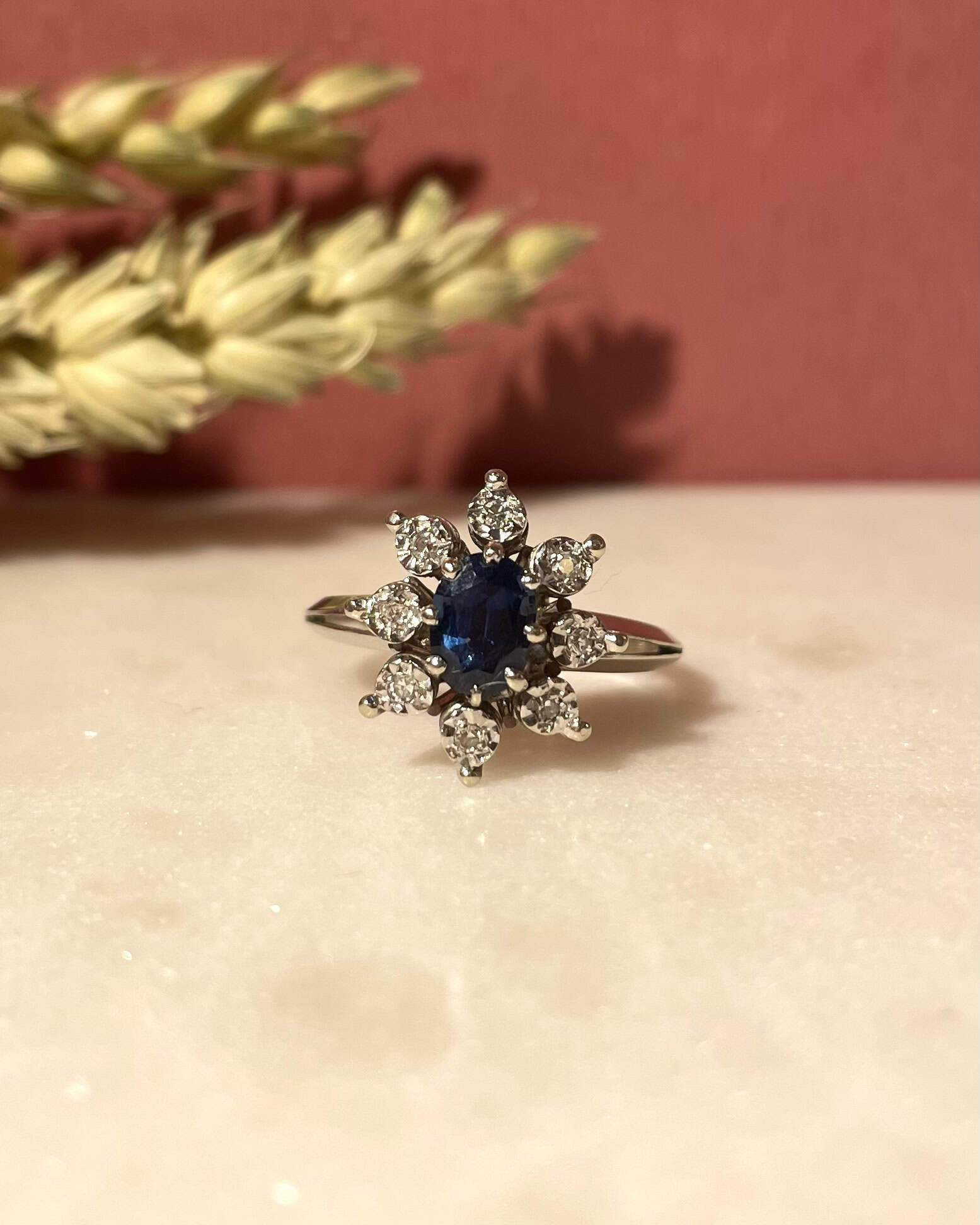 "Élina" 1 Carat Sapphire & Diamond Daisy Ring