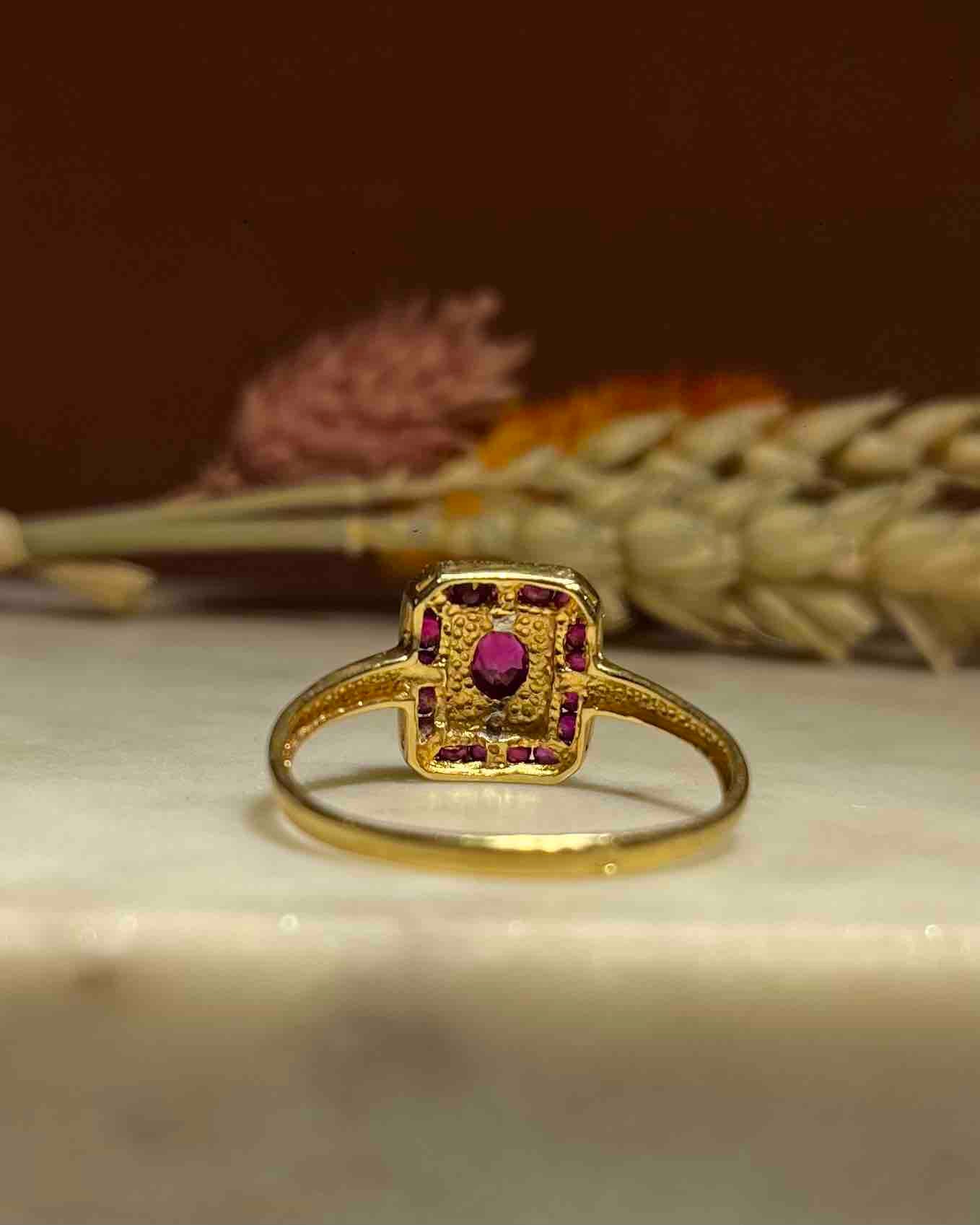 Bague style Art-déco Rubis & Diamants "Enola"