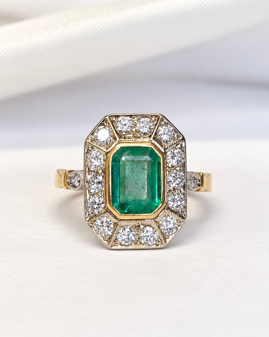 Art Deco Emerald Ring 1.35 carats & Diamonds 0.73 carat 4.01g "Maryam"