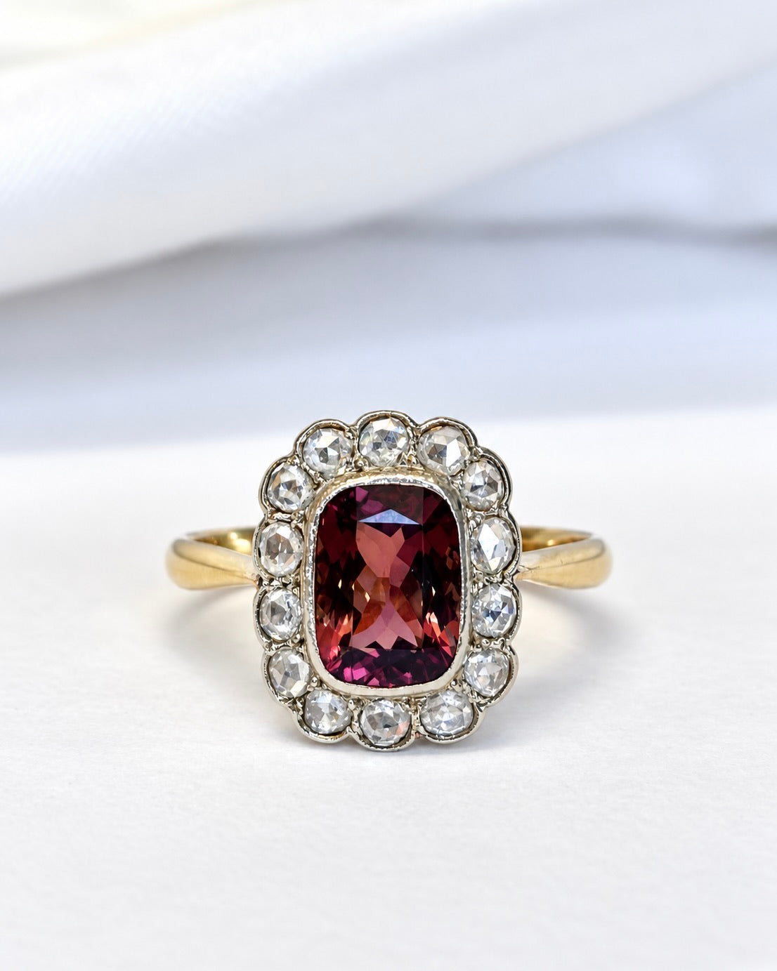 2.21-carat Tourmaline & 0.28-carat Diamond Cluster Ring "Maysa"