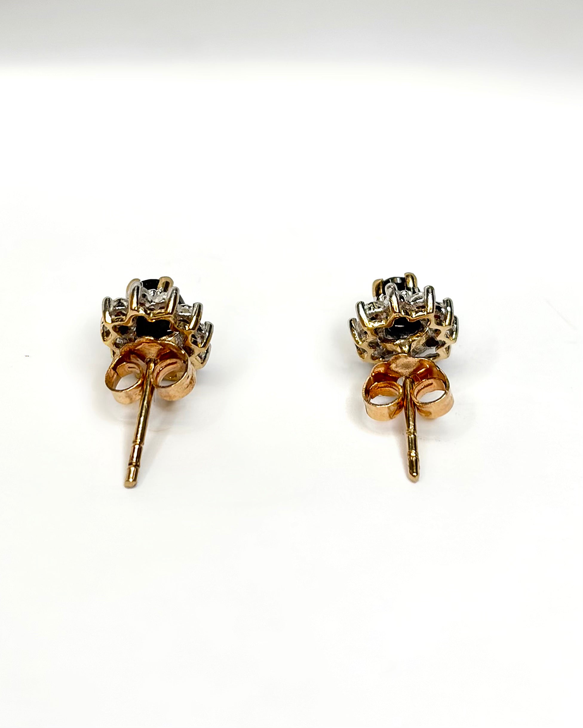 Marguerite Earrings with 0.57 Carat Sapphires & Diamonds "Charlotte"