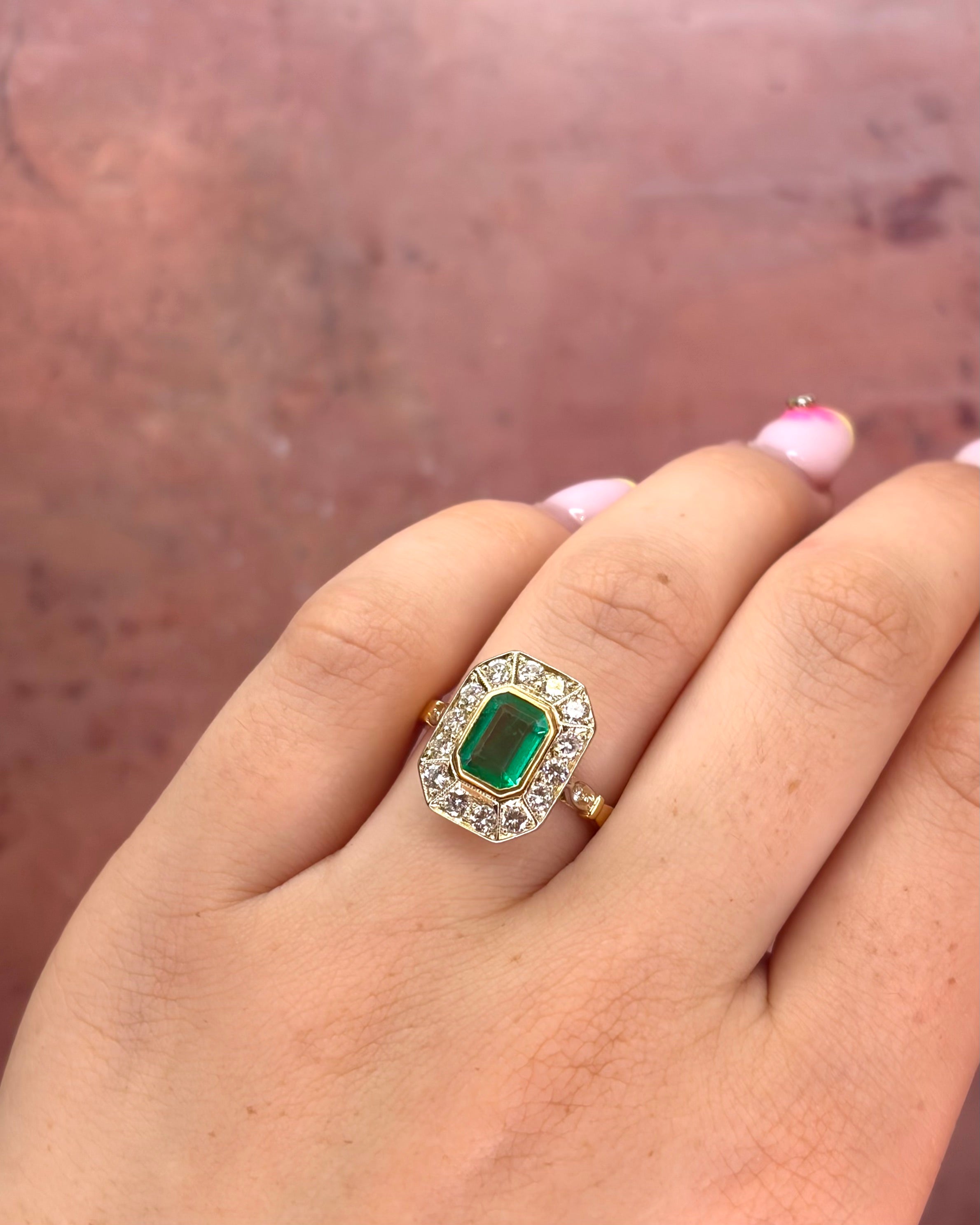 Art Deco Emerald Ring 1.35 carats & Diamonds 0.73 carat 4.01g "Maryam"