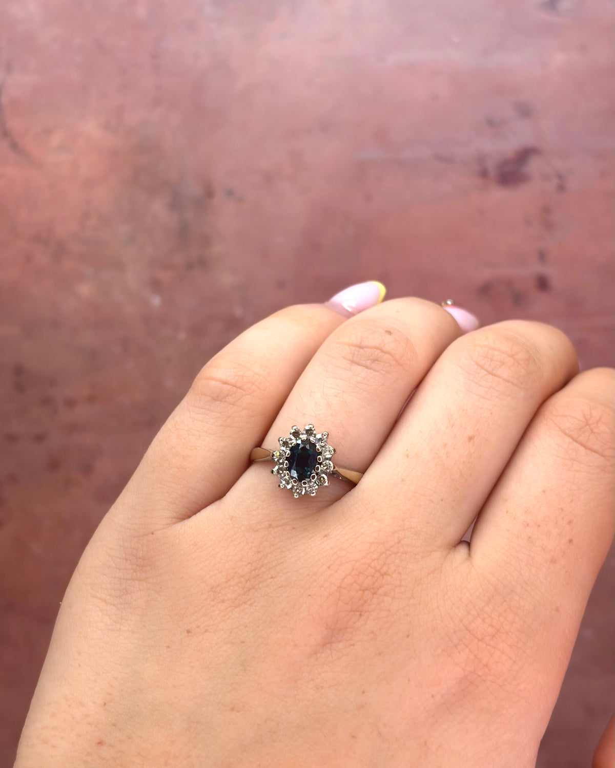 “Jeanne” 1.20-carat Sapphire & 0.48-carat Diamond Cluster Ring, 4.13 g