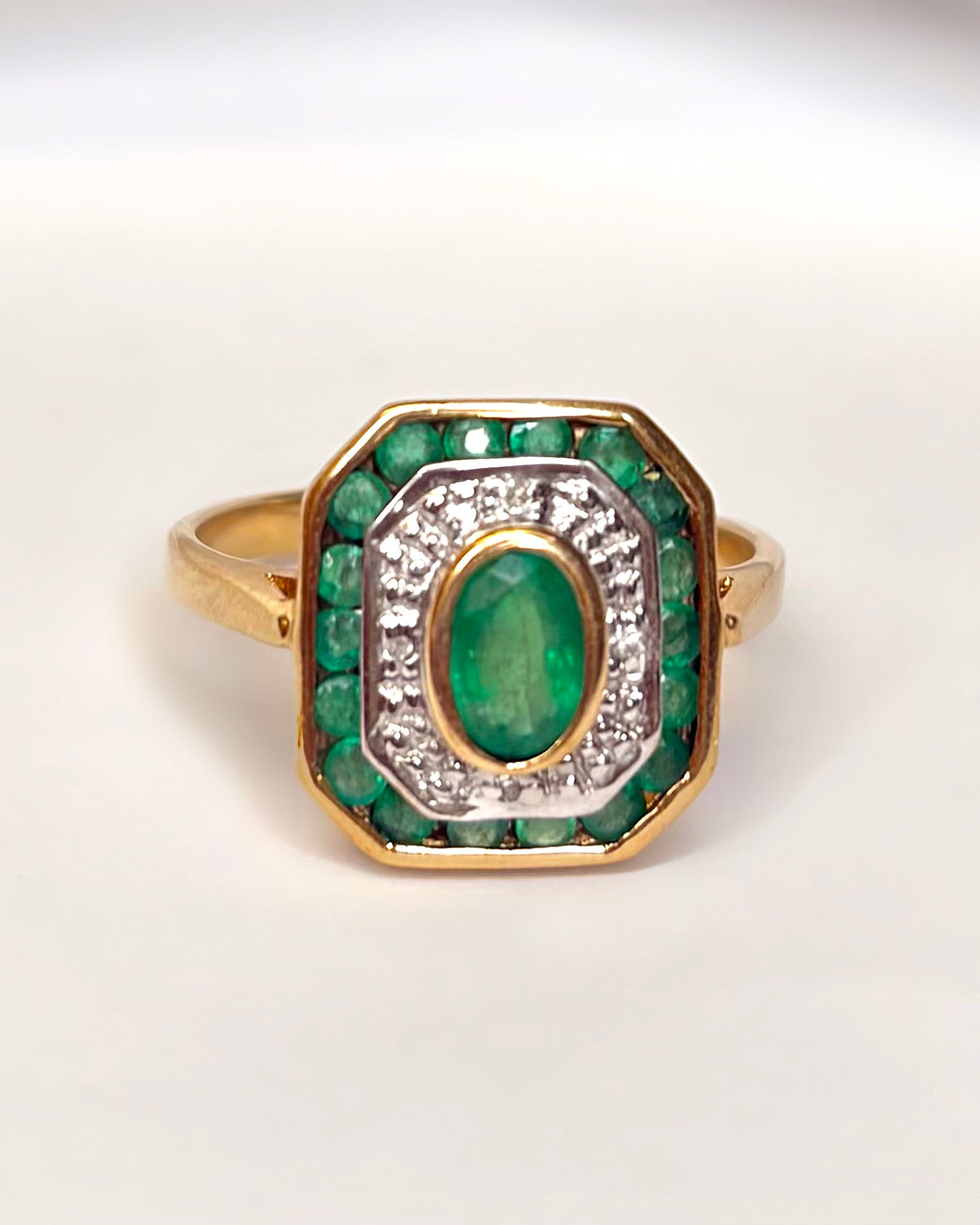 Art Deco Style Emerald Ring 1.42 carats & “Esmeralda” Diamonds