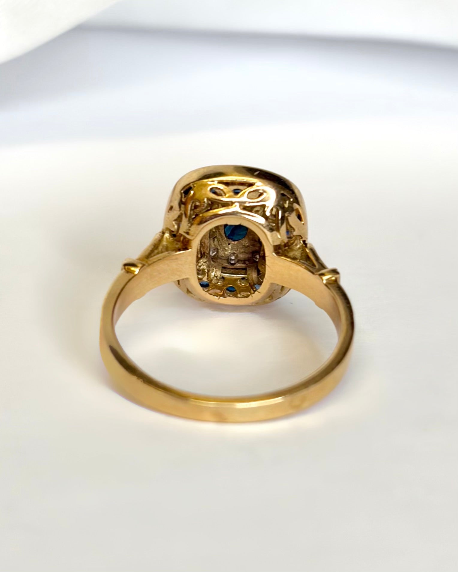 Anillo estilo art déco con zafiros de 0,39 quilates y diamantes, 4,49 g, «Giuliana»