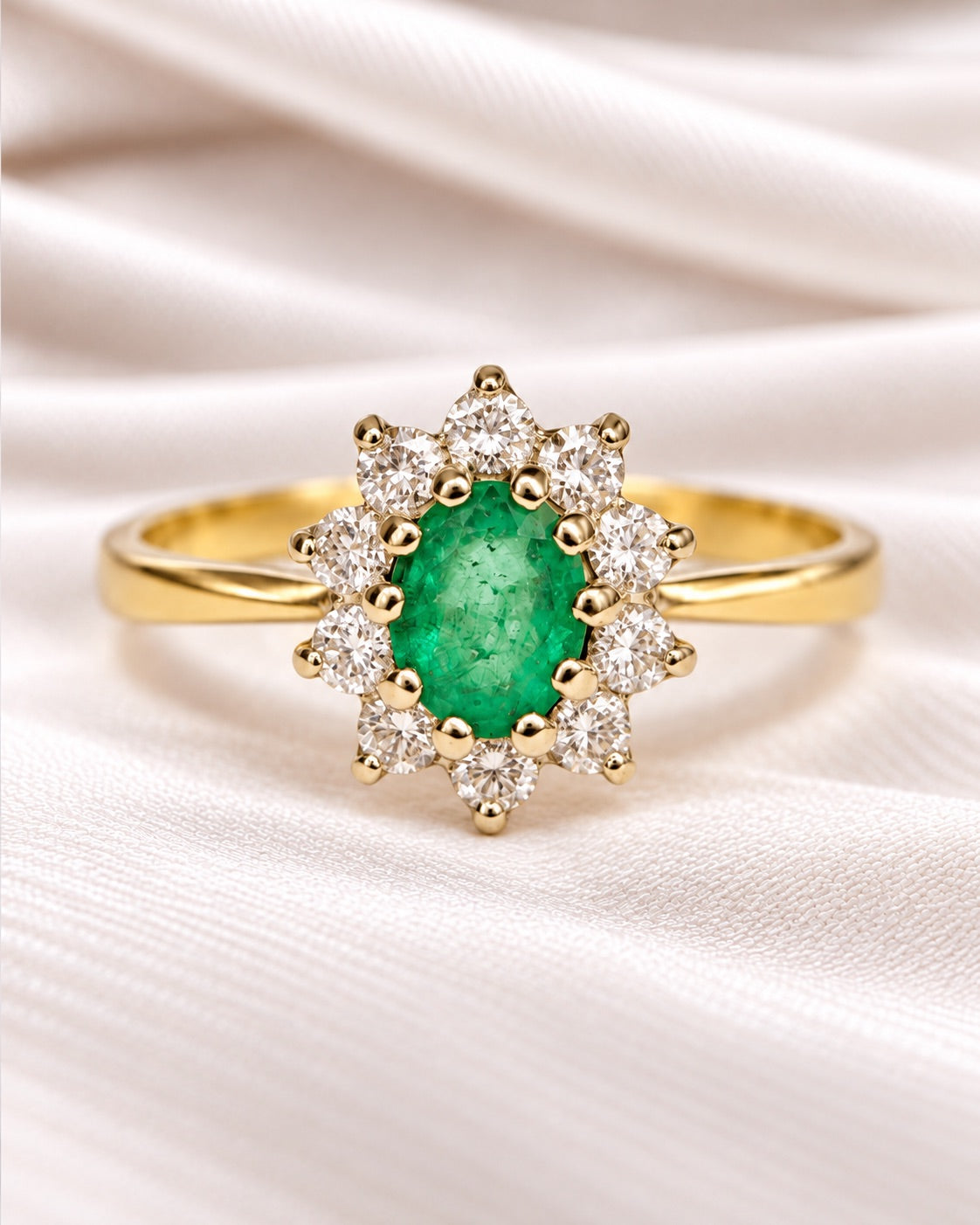 Bague Marguerite Émeraude 0.75 carat & Diamants 0.50 carat "Hermoine"
