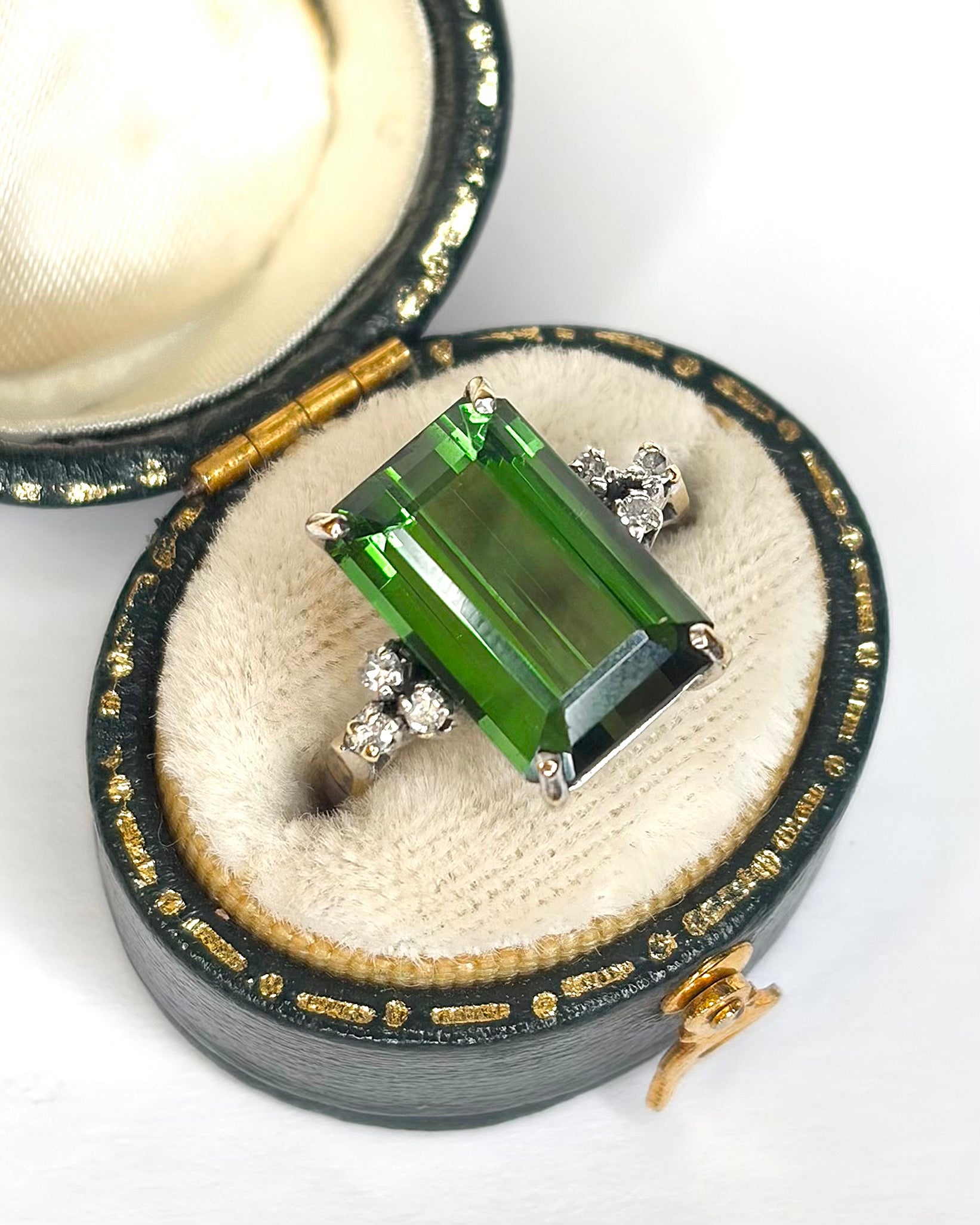 Trilogy Tourmaline Ring 6.20 Carats & 6 Diamonds "Aude"